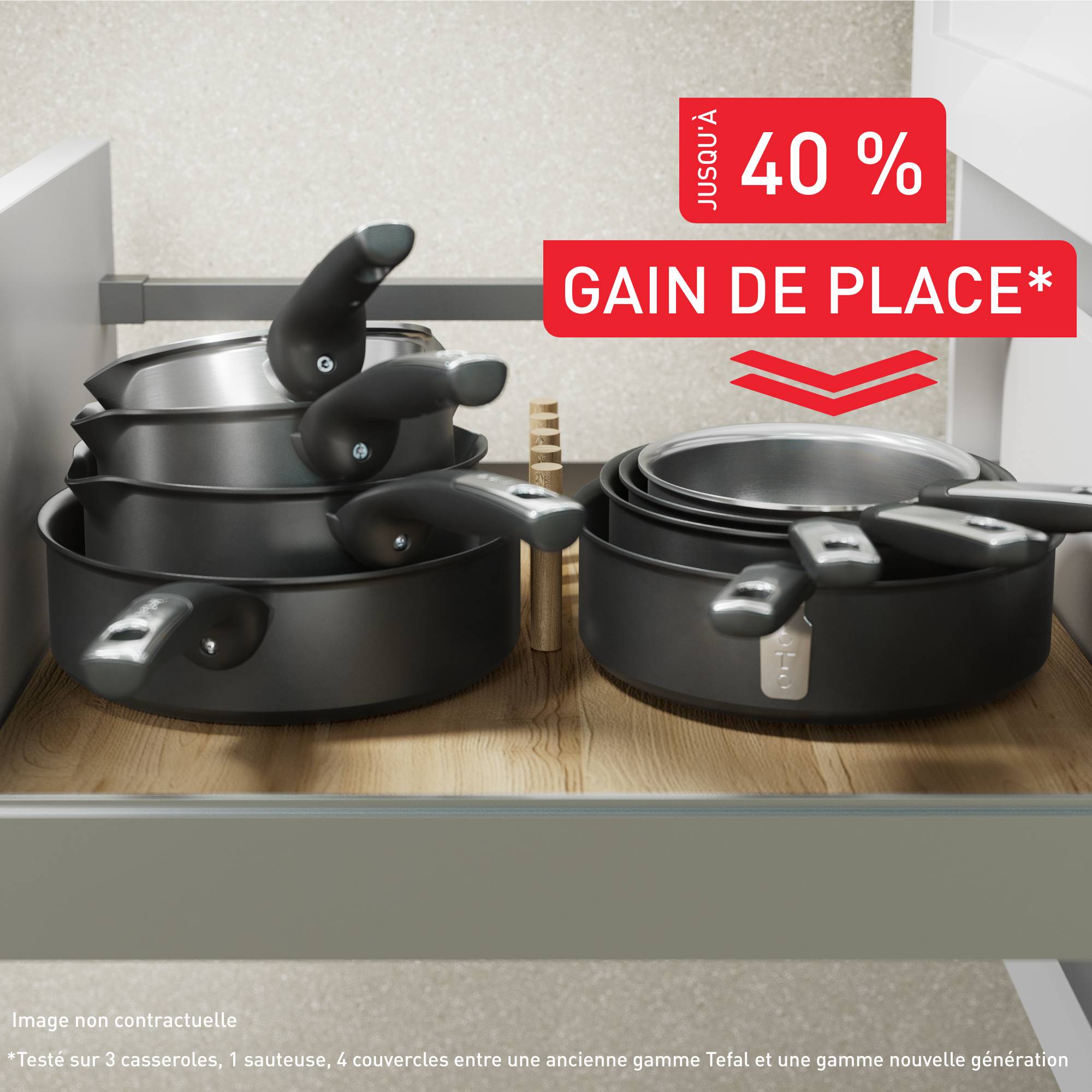 Experience Ceramic, Sauteuse 24 cm + Couvercle, Design empilable, Céramique antiadhésive