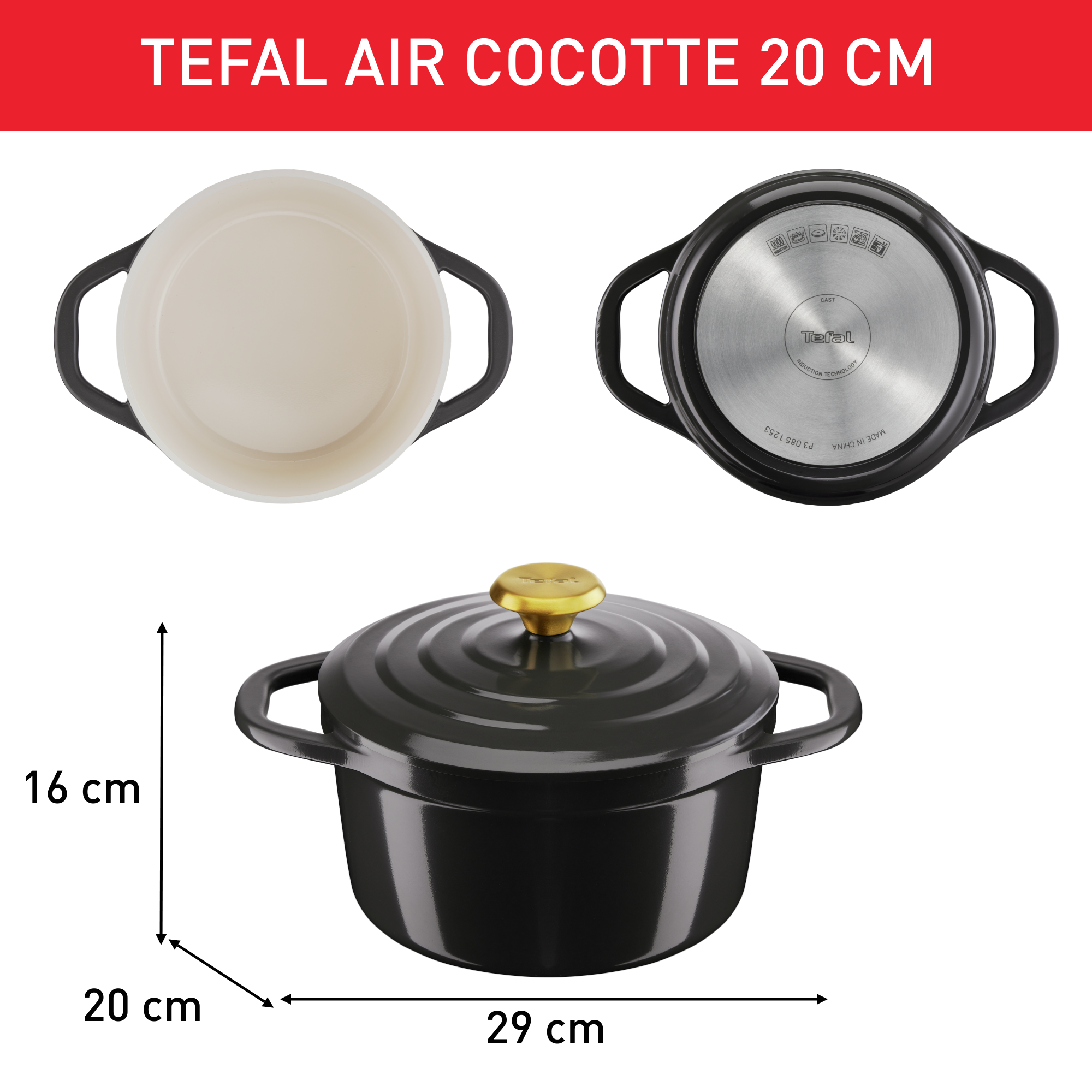 Air cocotte 24 cm fonte aluminium anthracite