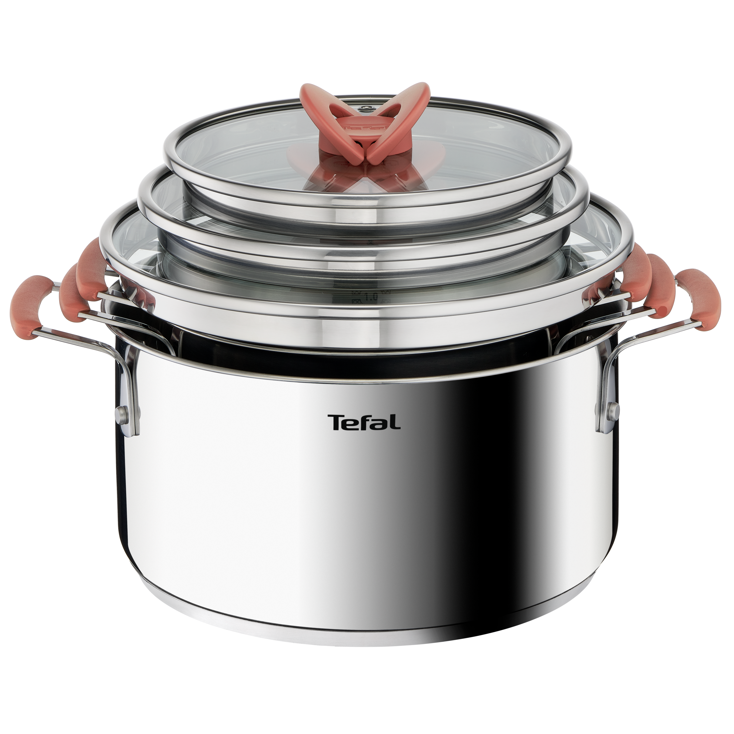 Opti'space, Inox, Faitouts 18/20/24 cm + couvercles, Induction