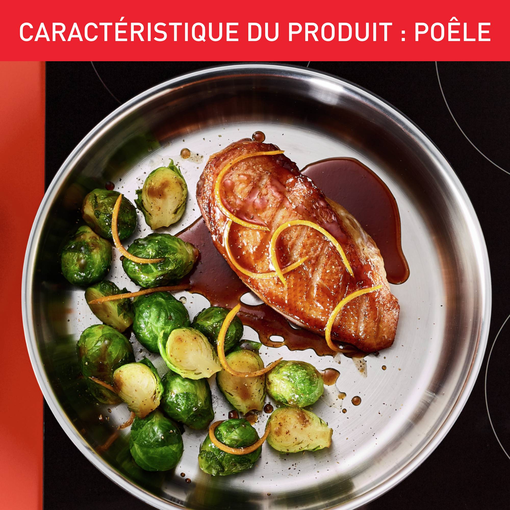 Emotion, Poêle inox non revêtue, Acier inoxydable, 24&nbsp;cm