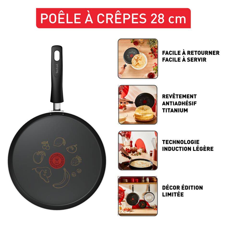 Crêpière Chandeleur 2025 28 cm, Revêtement antiadhésif pour une glisse exceptionnelle, Édition limitée