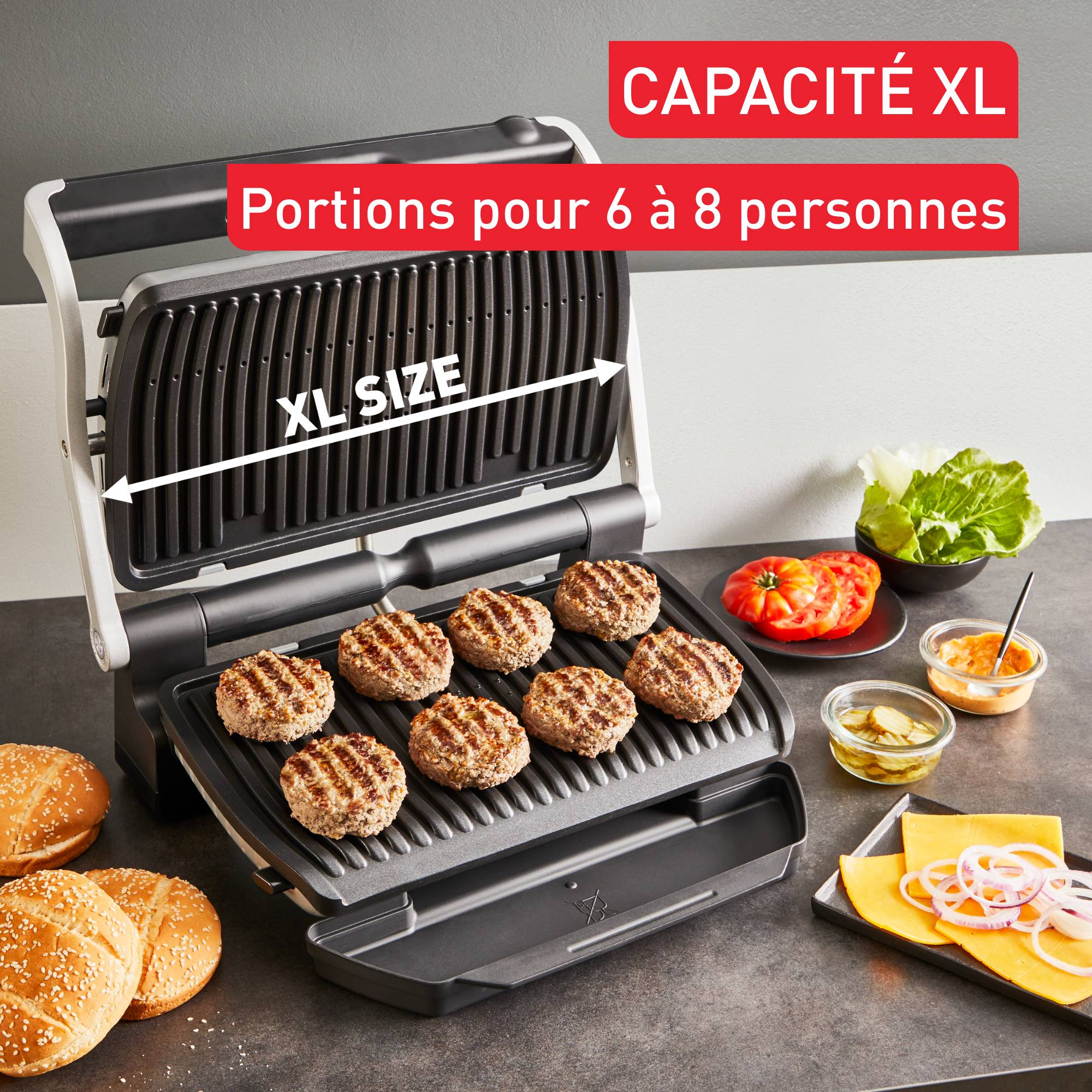 Optigrill+ XL, grill intelligent, 9 programmes, mode manuel, XL 8 personnes
