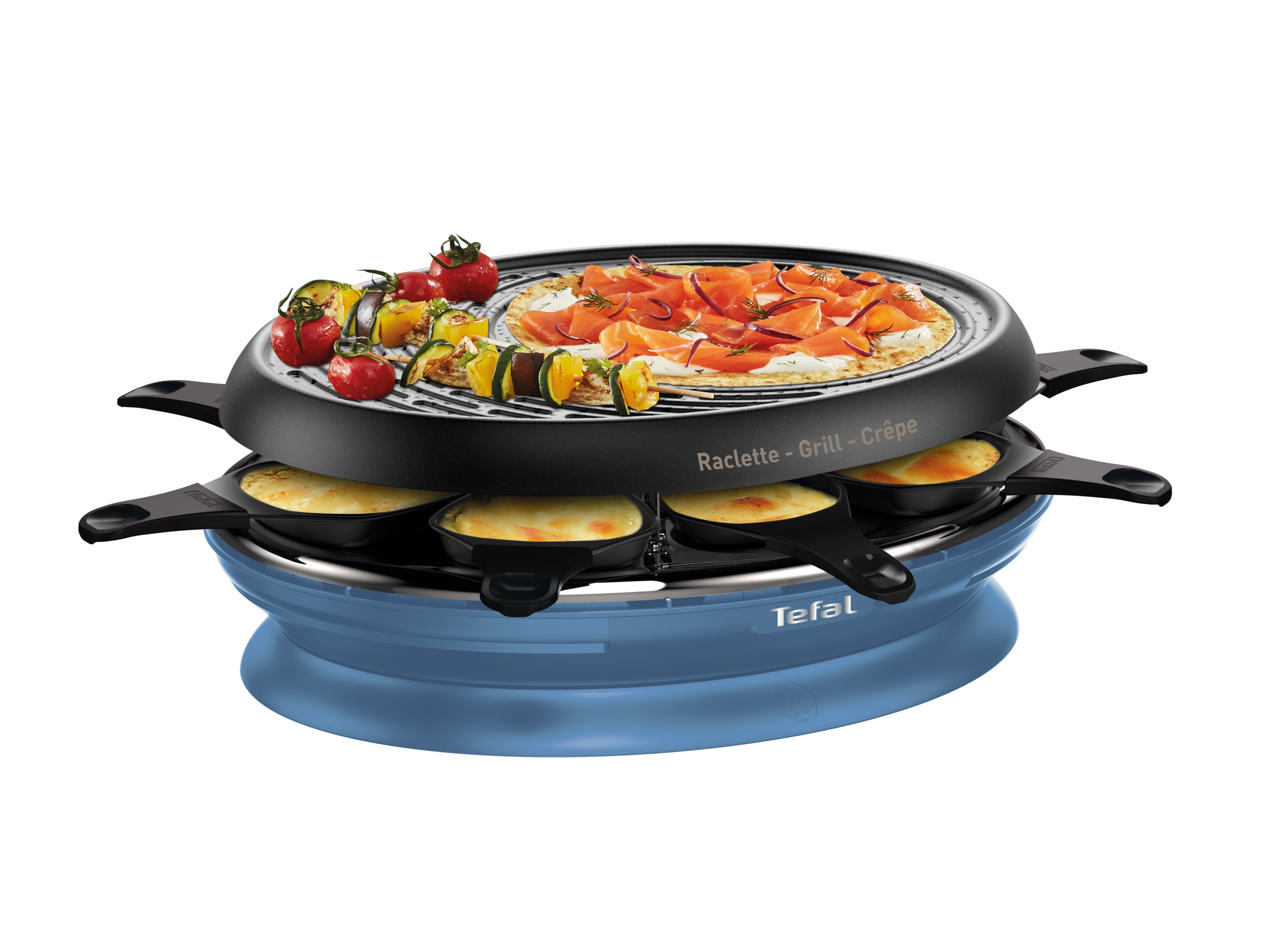 STORE'INN 8 coupelles Plaque gril et crêpe bleu acier