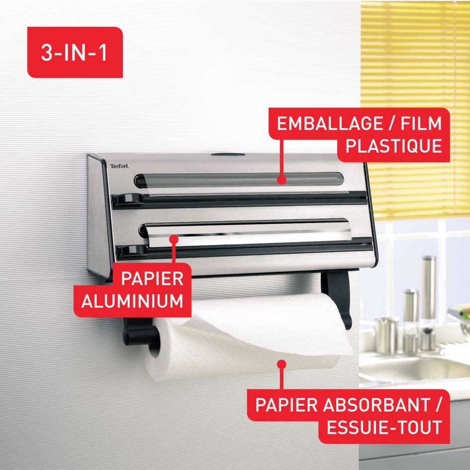 Ingenio Kitchen Gadgets, Triple distributeur, Essuie-tout, Papier aluminium, Film plastique