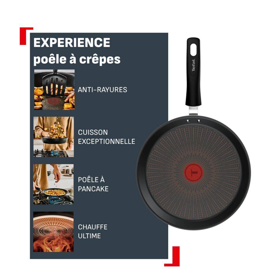 Experience, Poêle à pancake 25 cm, Revêtement antiadhésif FusionCore, Induction