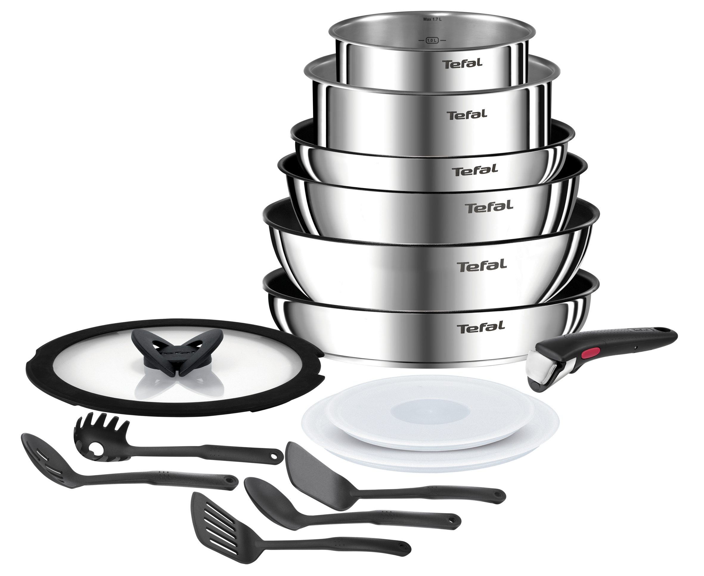 Ingenio Emotion, Inox + antiadhésif, Batterie de cuisine 15 pièces, Induction