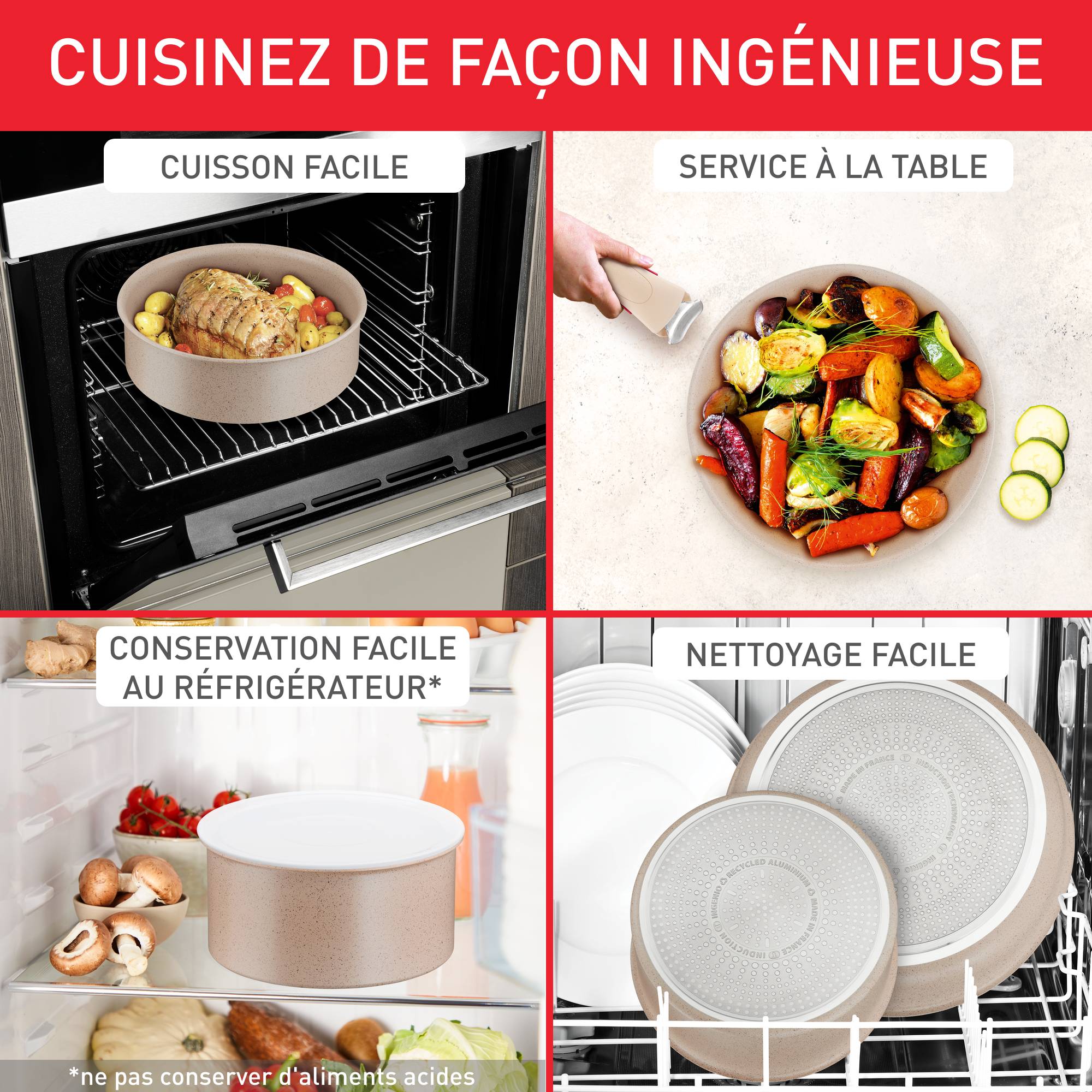 Ingenio Delight On, Antiadhésif, Batterie de cuisine 17 pièces, Induction