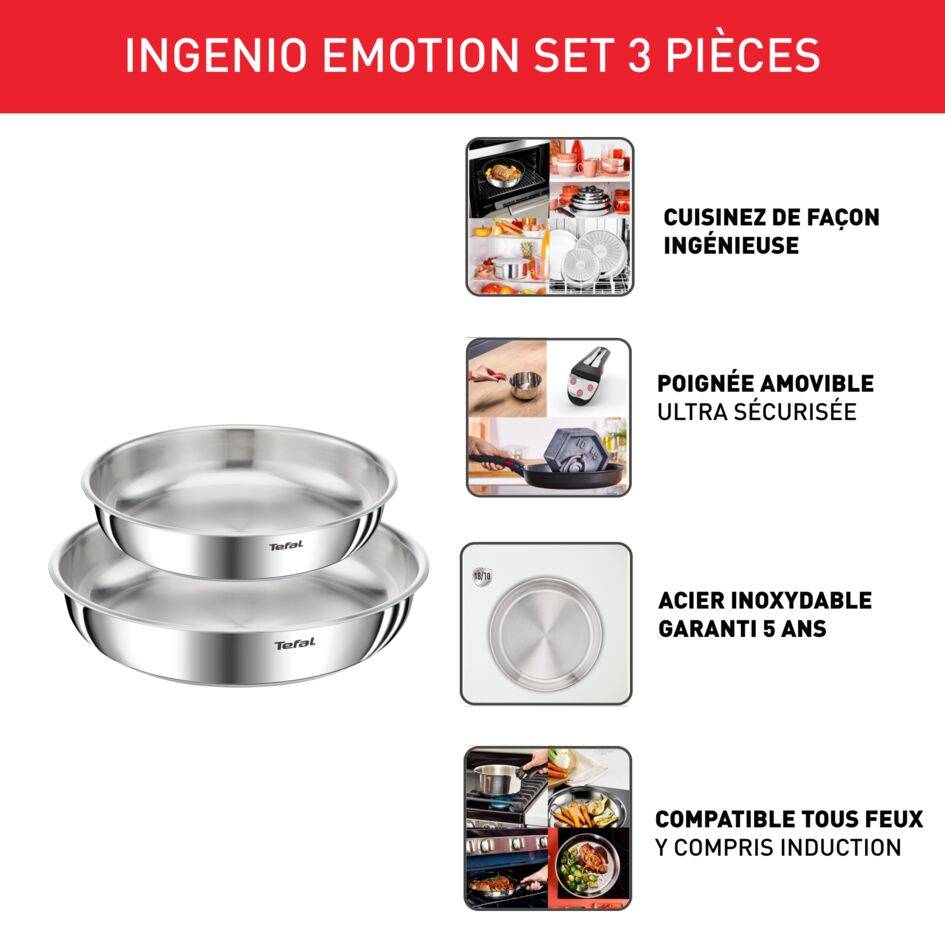 Ingenio Emotion, Set 3p, Inox, Induction, 24/28cm