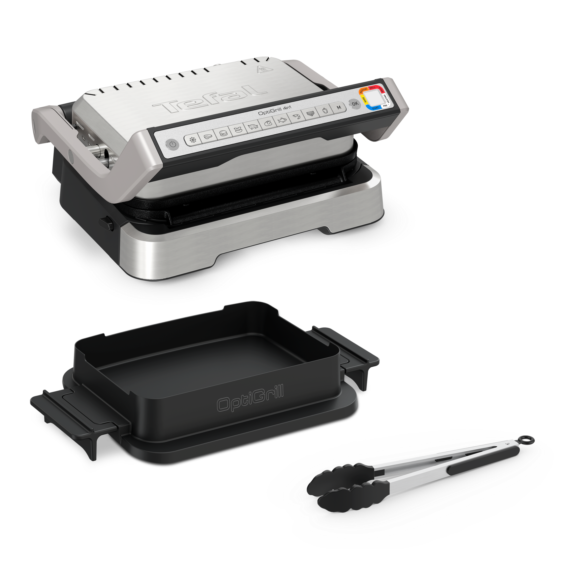 Optigrill 4 en 1 , grill intelligent, fonctions bbq, four et repas complet, 9 programmes, mode manuel, ouverture 180°, 4 personnes