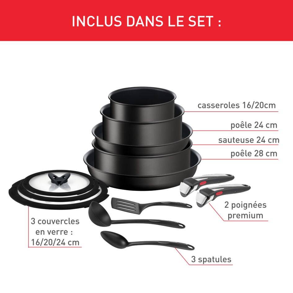 Ingenio Unlimited, Antiadhésif, Batterie de cuisine 13 pièces, Induction