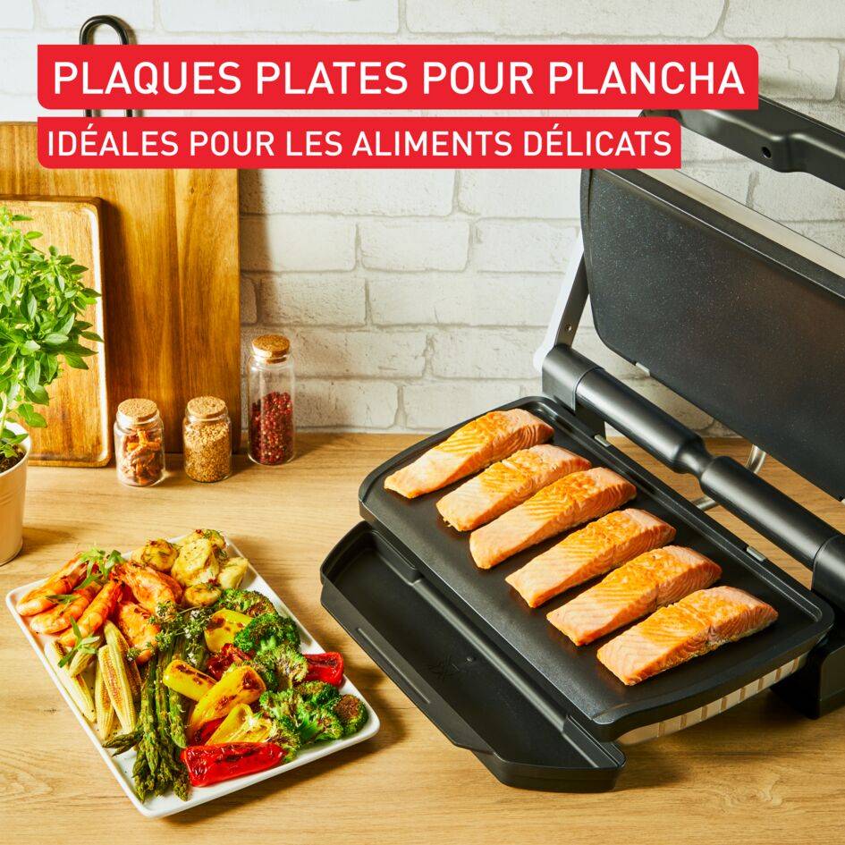 Plaques plancha pour OptiGrill + XL, Revêtement antiadhésif pour ingrédients délicats