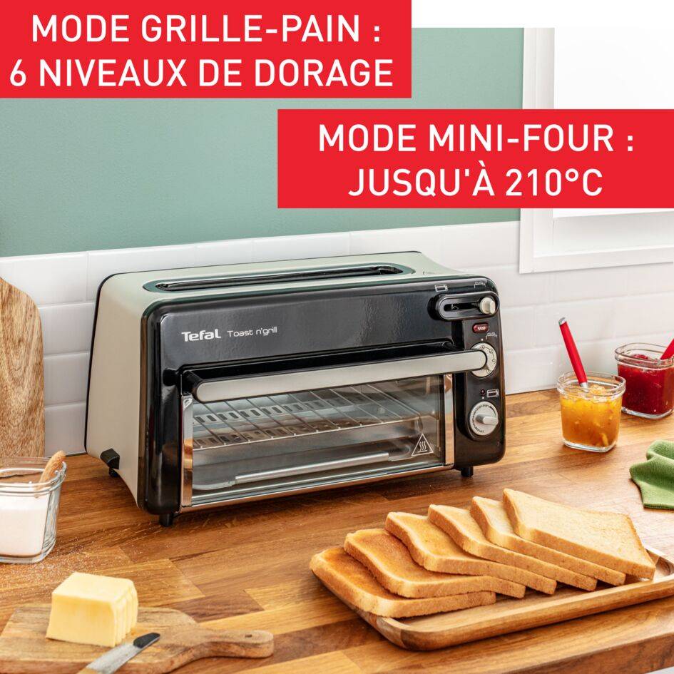 Toast'n grill, Grille-pain four, 6 niveaux de dorage, Température 210°C