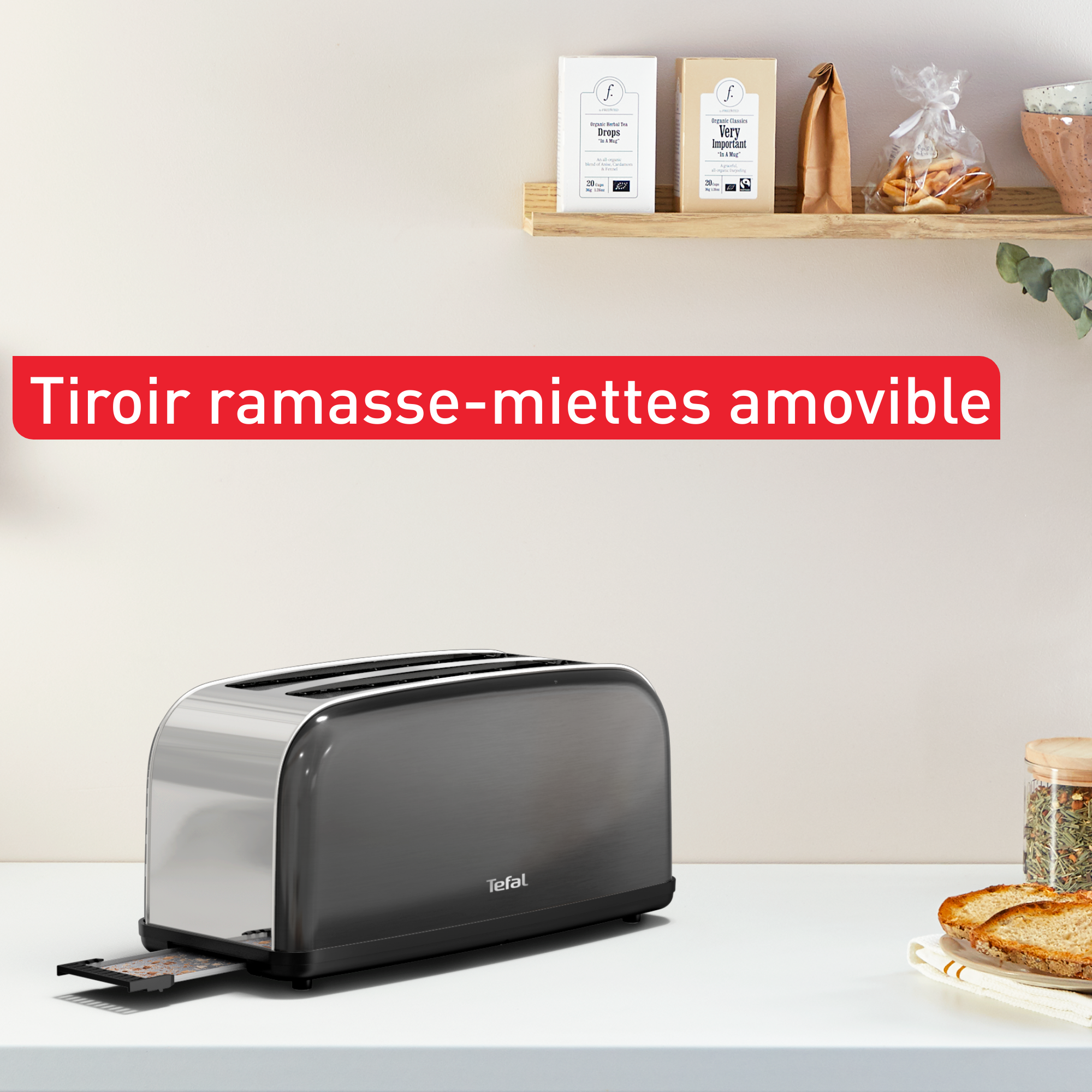 Grille-pain 2 longues fentes Equinox noir