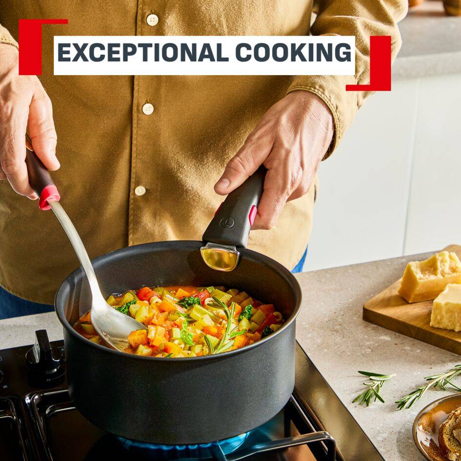 Ingenio Excellence+, Casseroles 16/18/20&nbsp;cm, Empilable, Revêtement antiadhésif, Induction