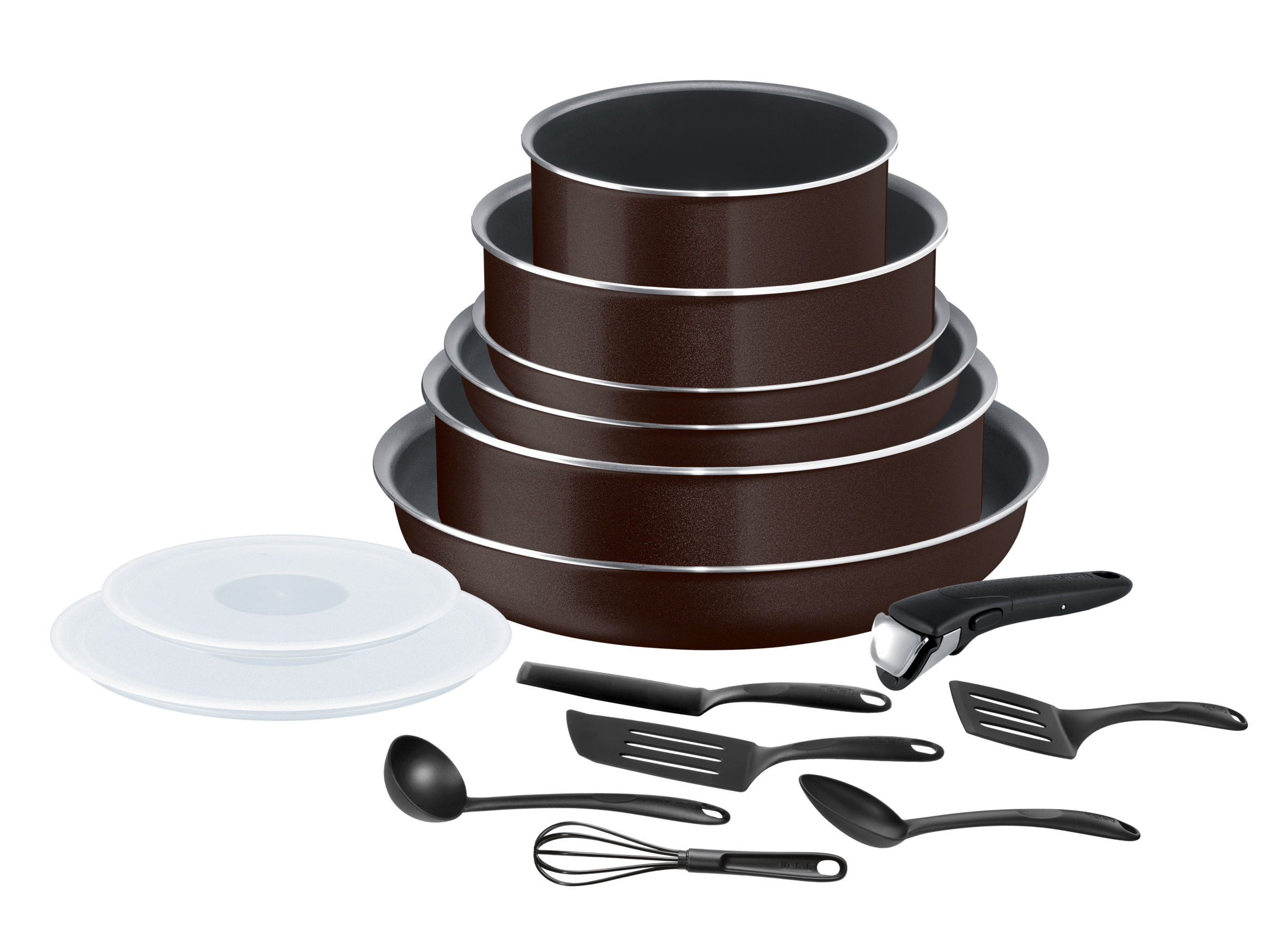 INGENIO ESSENTIAL Black Coffee pailleté Batterie de cuisine 15 pièces  