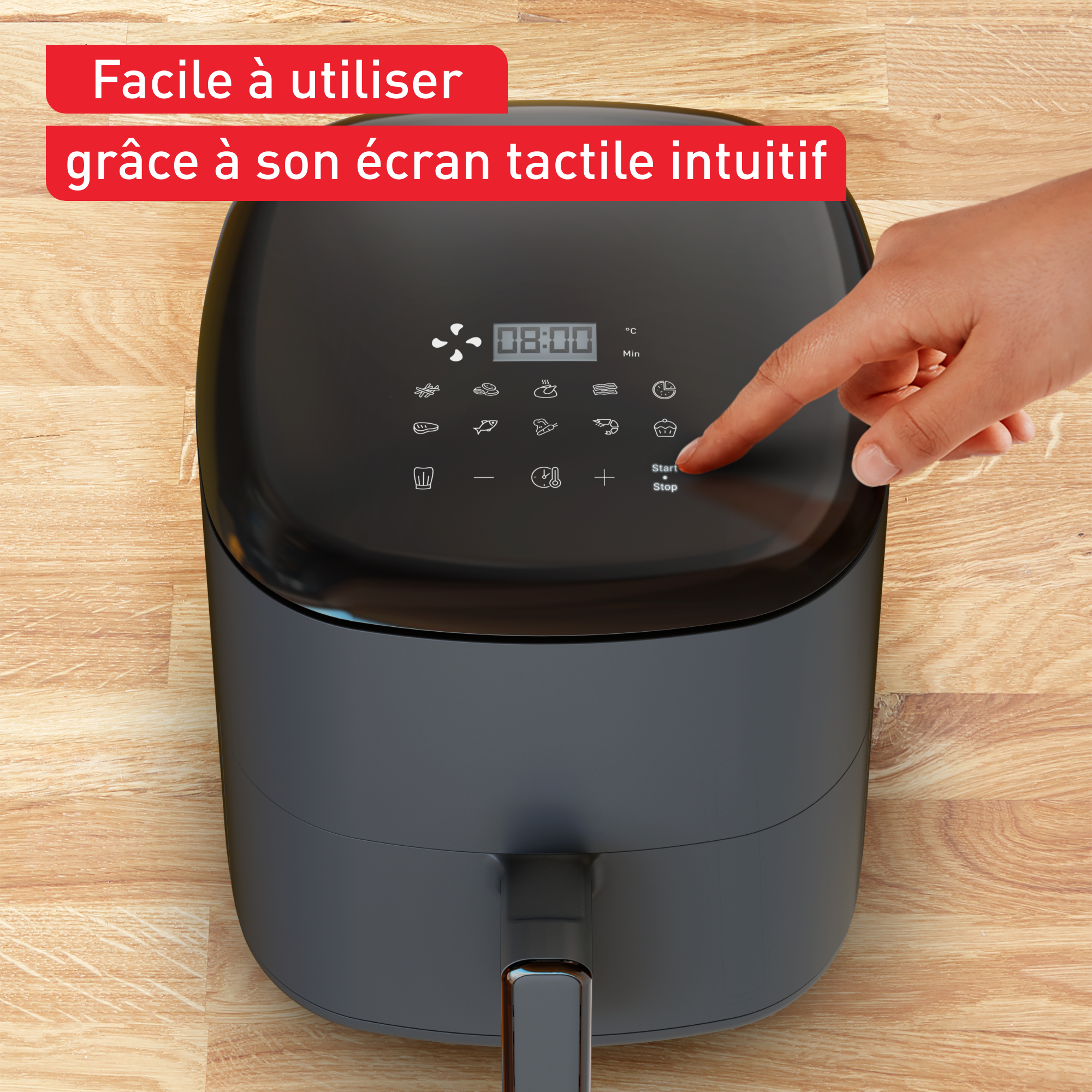 Easy Fry Max, air fryer, 5 L (6 pers.), Panneau digital, 10 programmes, Gris Poivre de Java