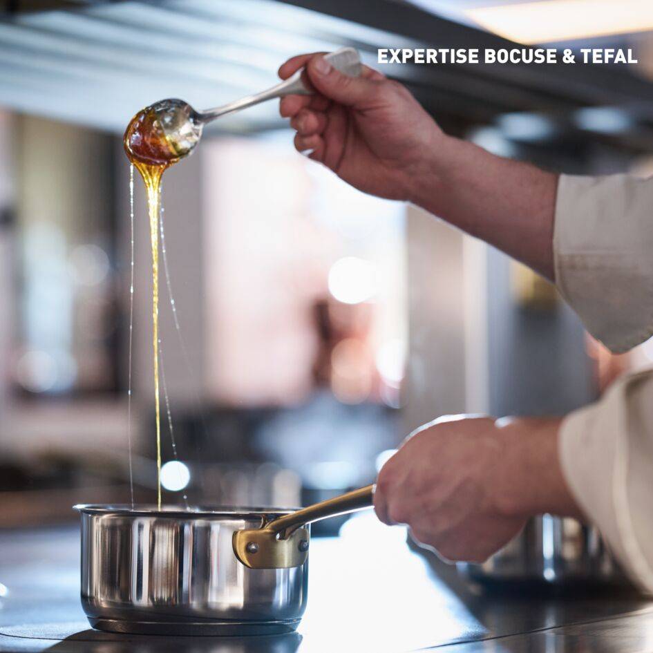 Tefal & Bocuse, Casserole de 16 cm avec couvercle en verre, Acier inoxydable sans revêtement