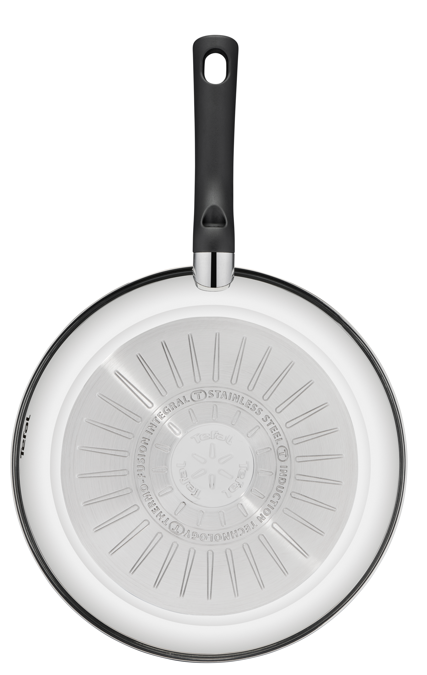 Delicious Batterie de cuisine inox 8 pièces Casserole 16 cm, Faitout 24 cm + couvercle, Poêles revêtues 24/28 cm, Louche, Ecumoire, Feutrine protège-poêles