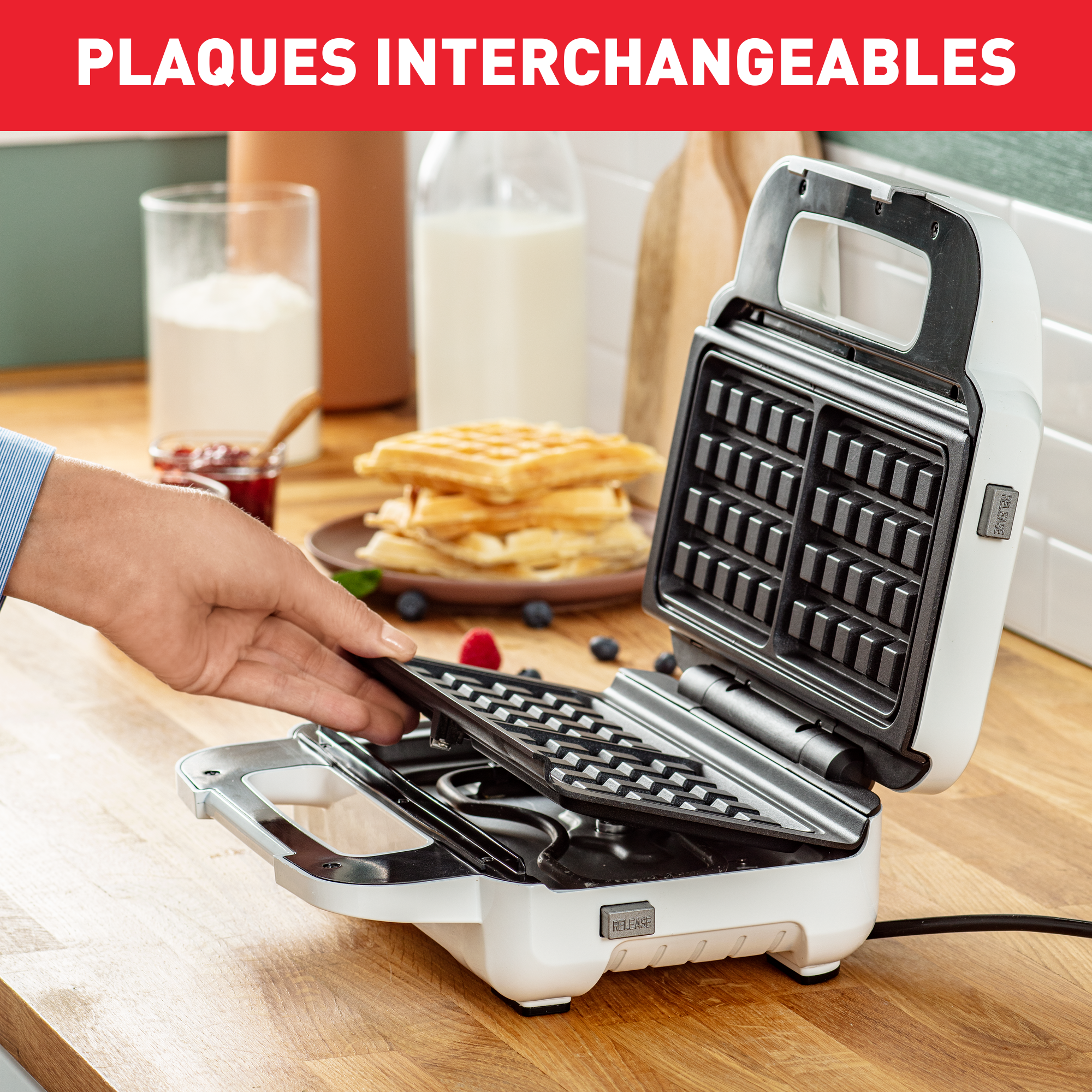 Snack XL, Appareil à gaufres et croque-monsieur, Plaques extra larges, Livret recettes inclus