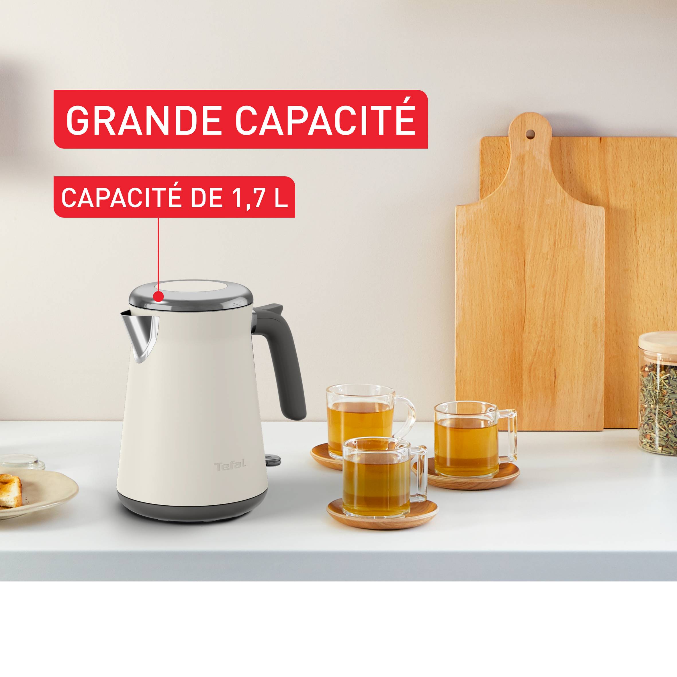 Collection, Bouilloire en inox, Arrêt automatique avec voyant lumineux, Indicateur 1 tasse