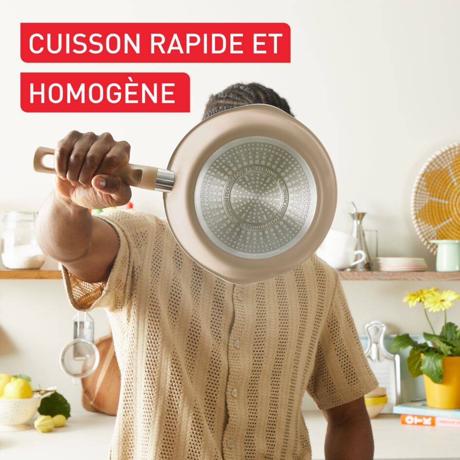 One Pick Pot, Poêle profonde 22&nbsp;cm, Antiadhésif résistant, Becs verseurs, Induction