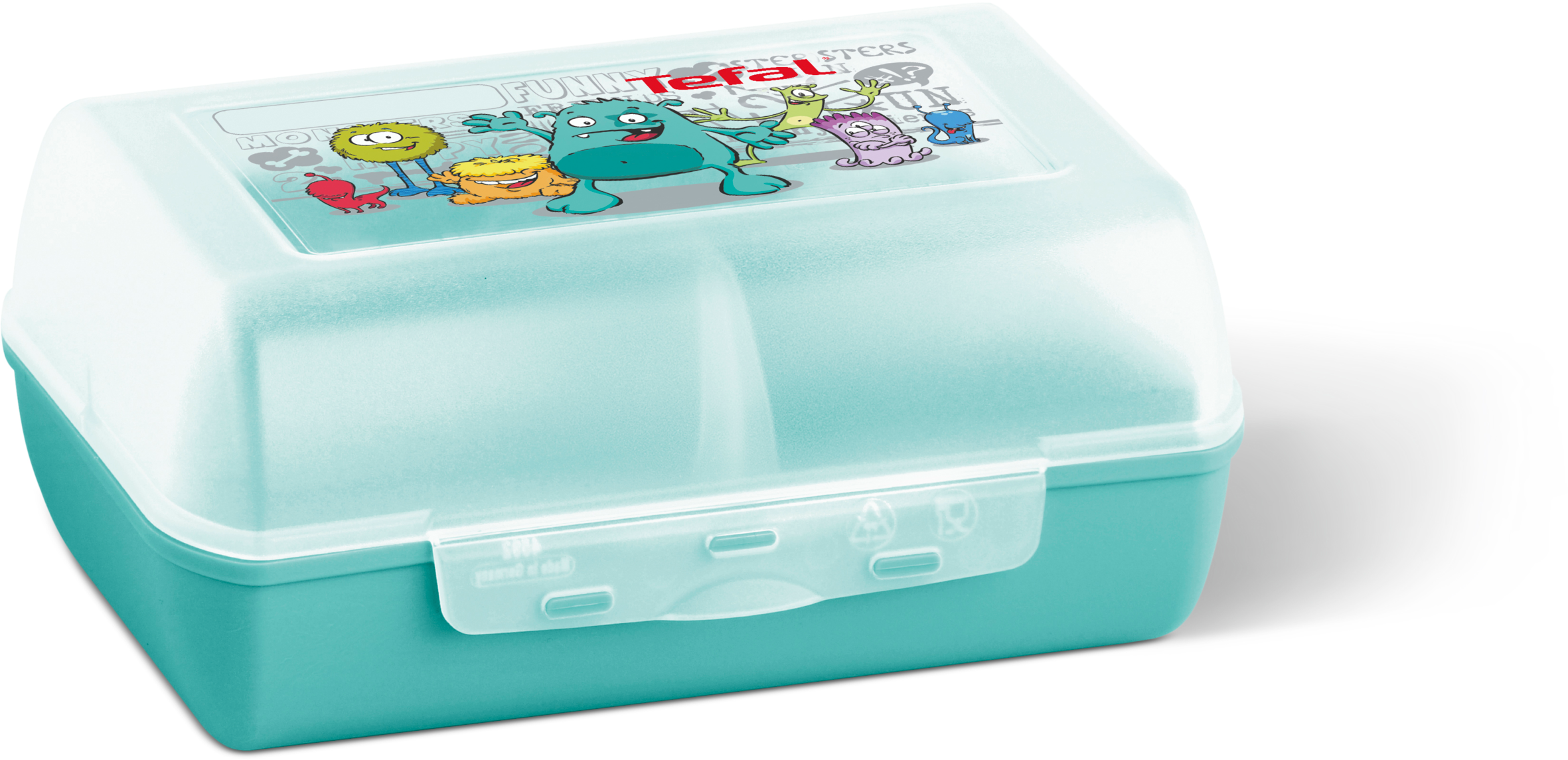 Boite à goûter enfants VARIABOLO turquoise décor monstre