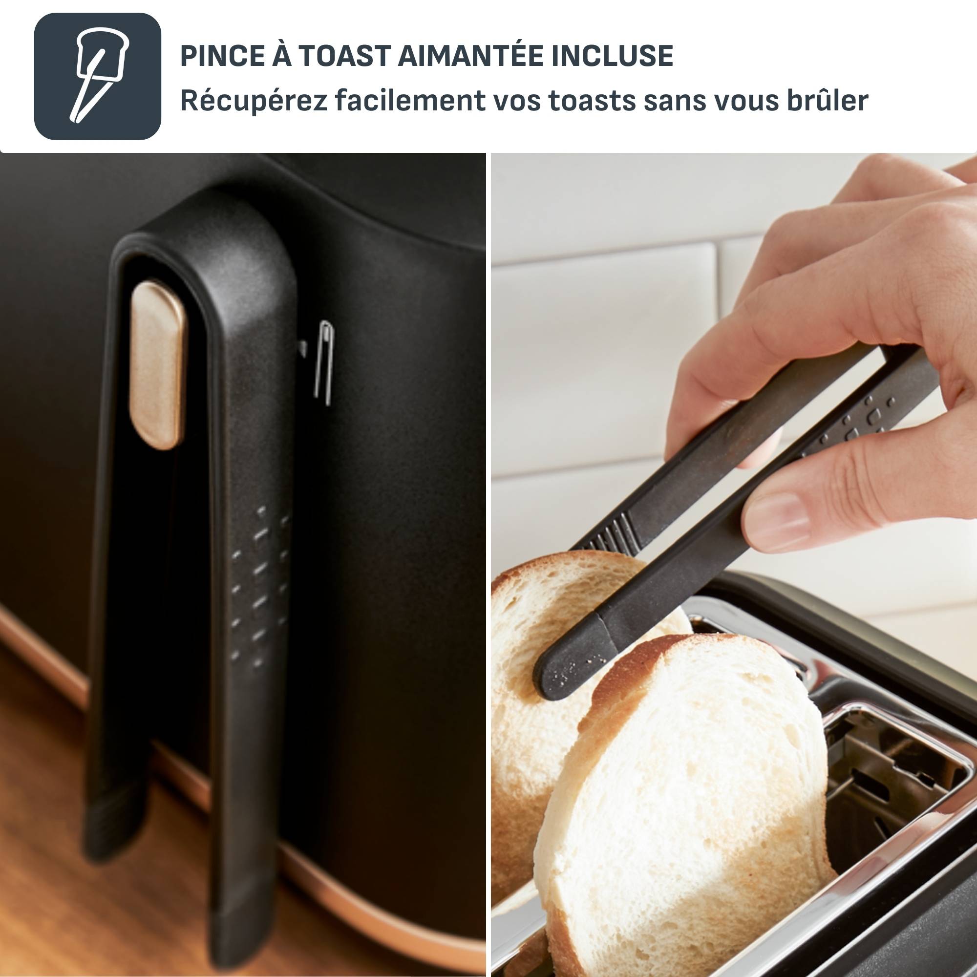 Grille-pain  Includeo 2 fentes extra-larges, utilisation facile