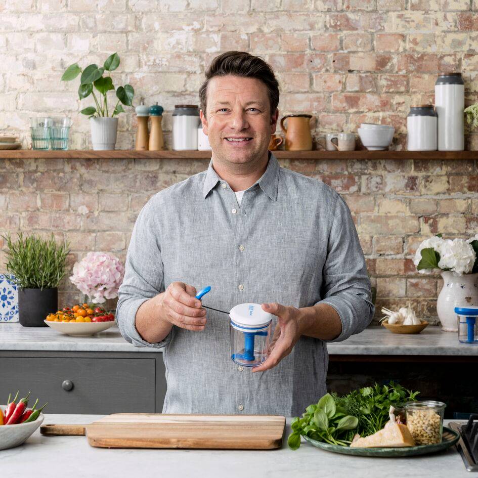 Jamie Oliver by Tefal Chop & Shaker hachoir manuel 5 secondes 450ml blanc et bleu