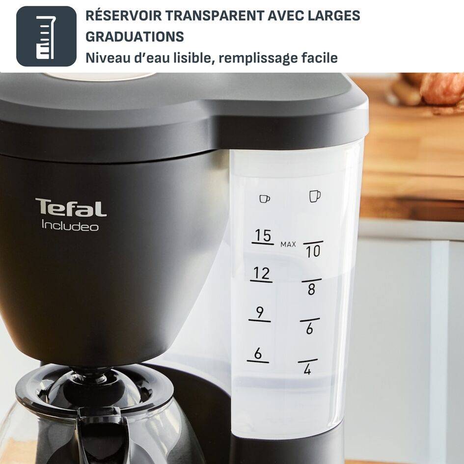 Incluedo, Cafetière filtre, 1.25 L, 10 à 15 tasses, Arrêt automatique
