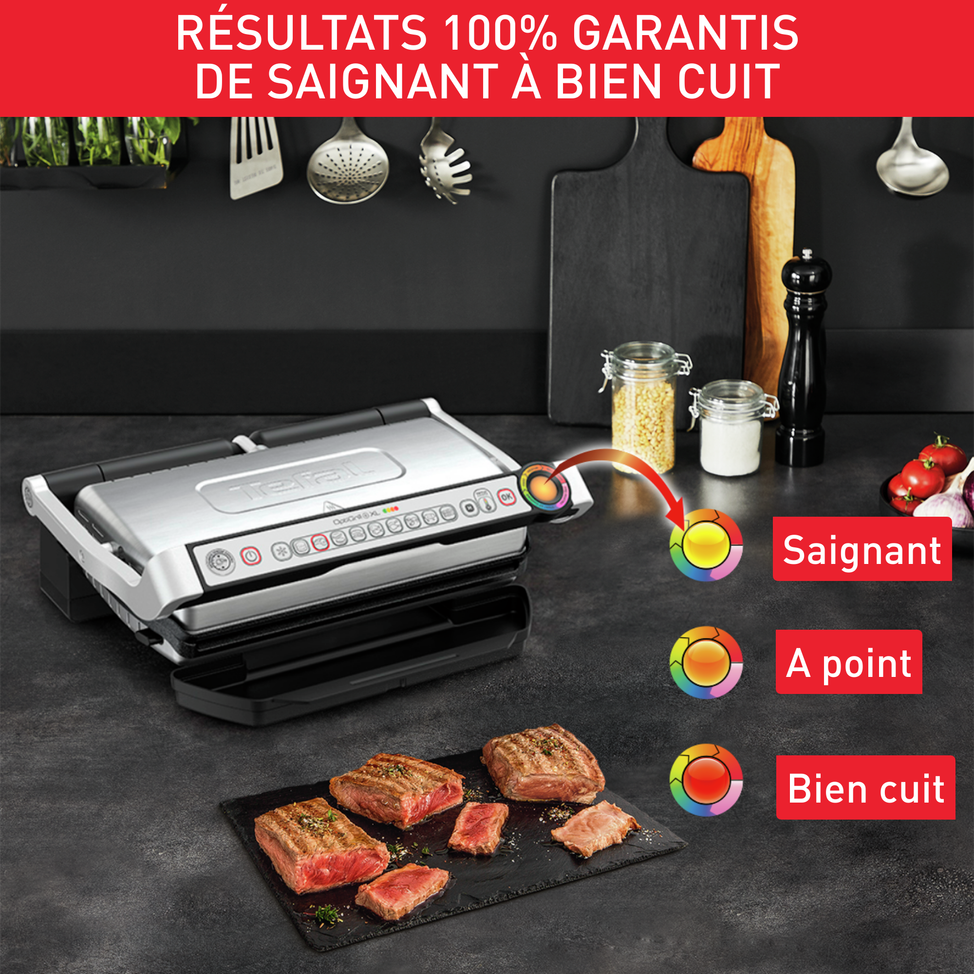 Optigrill & Bake XL, grill intelligent, 9 programmes, mode manuel, XL 8 personnes, accessoire four