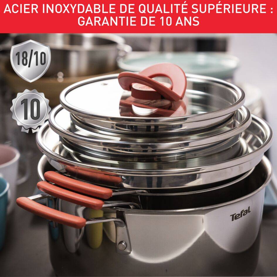 Opti'space, Inox, Faitouts 18/20/24 cm + couvercles, Induction