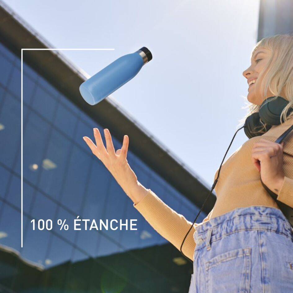 Bludrop Gourde 0,5L, Acier inoxydable, Boissons chaudes 12h et froides 24h, Bleu