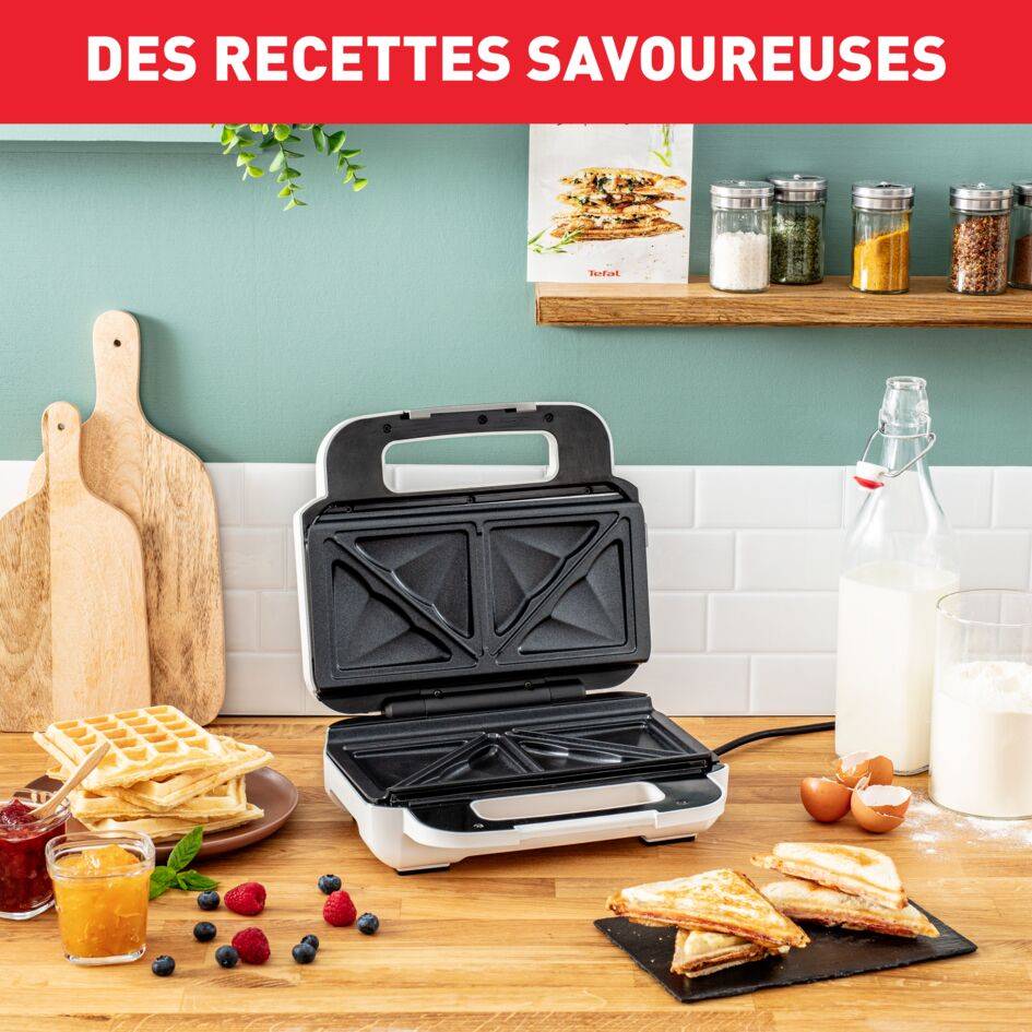Snack XL, Appareil à gaufres et croque-monsieur, Plaques extra larges, Livret recettes inclus