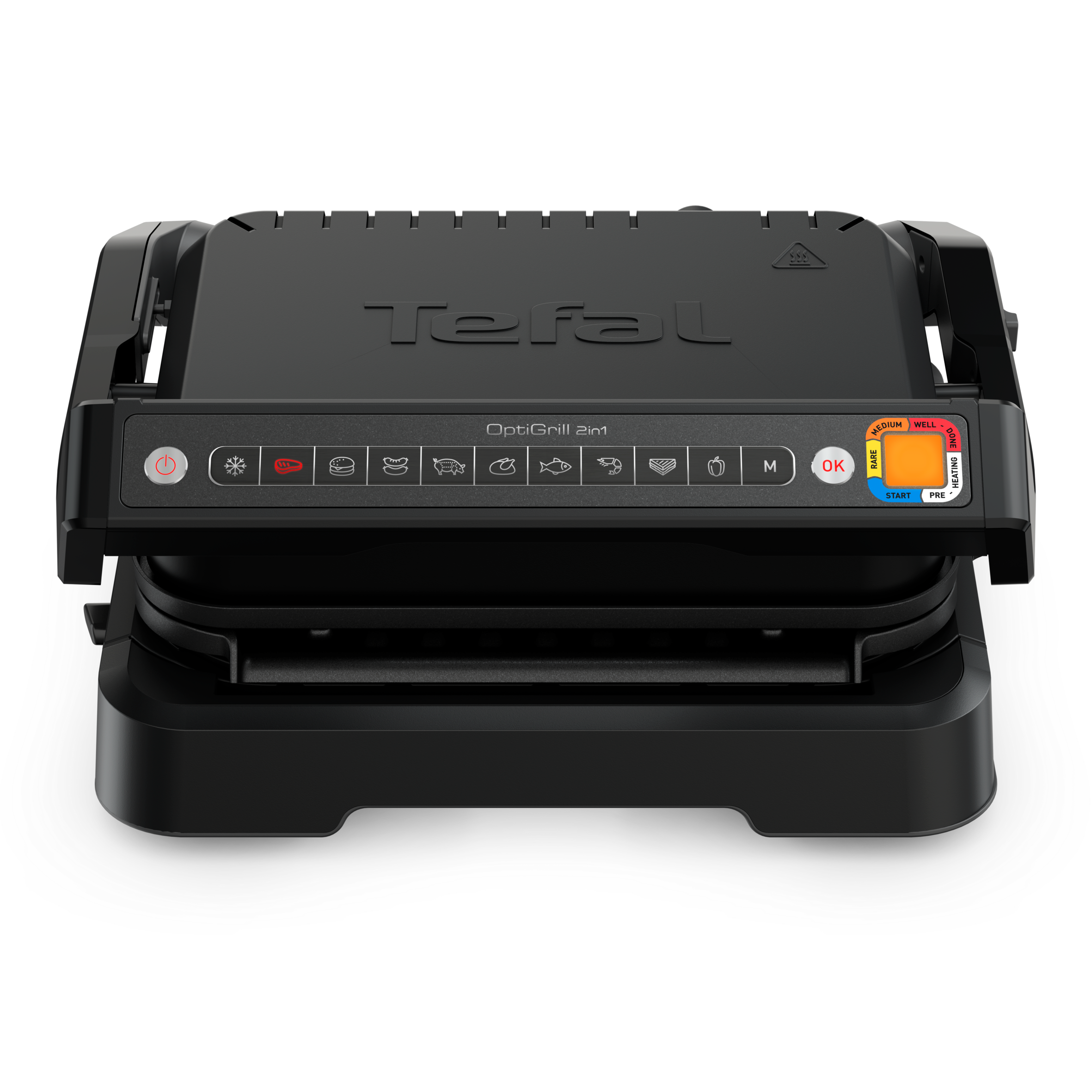 Optigrill 2 en 1, grill intelligent, fonction BBQ, 6 programmes, mode manuel, ouverture 180°, 4 personnes, noir