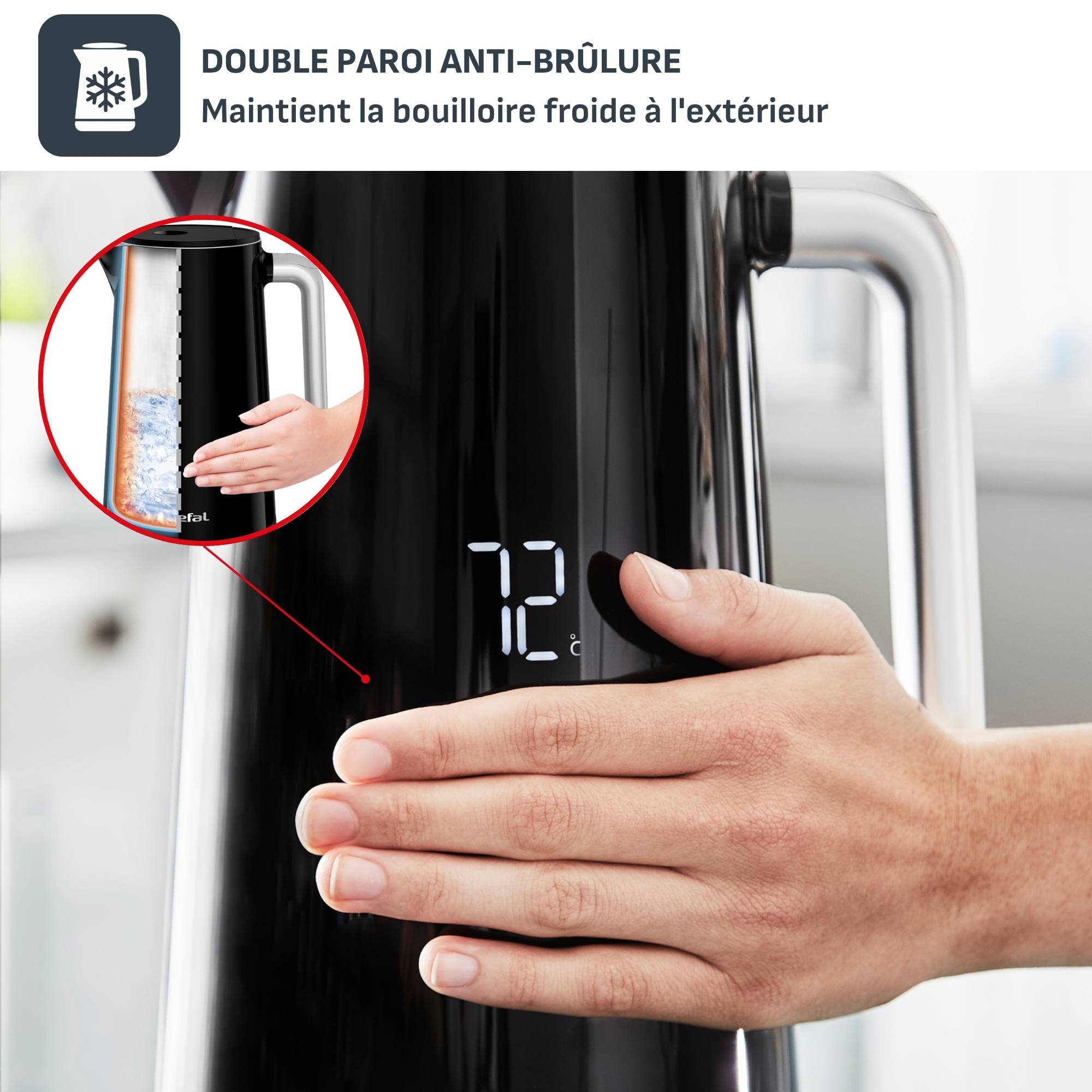 Smart'n Light, Bouilloire électrique, 1.7 L, 5 températures, Maintien au chaud