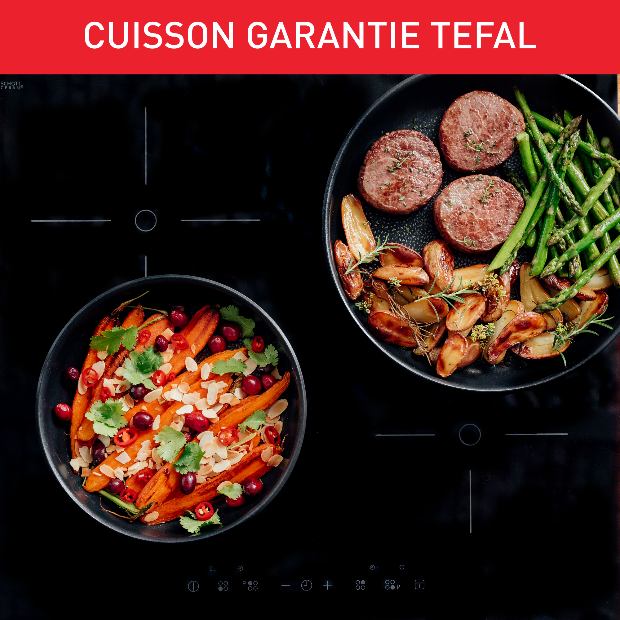 Ingenio authentic noir mouchete lot de 2 poêles  24/28cm + 1 poignée amovible