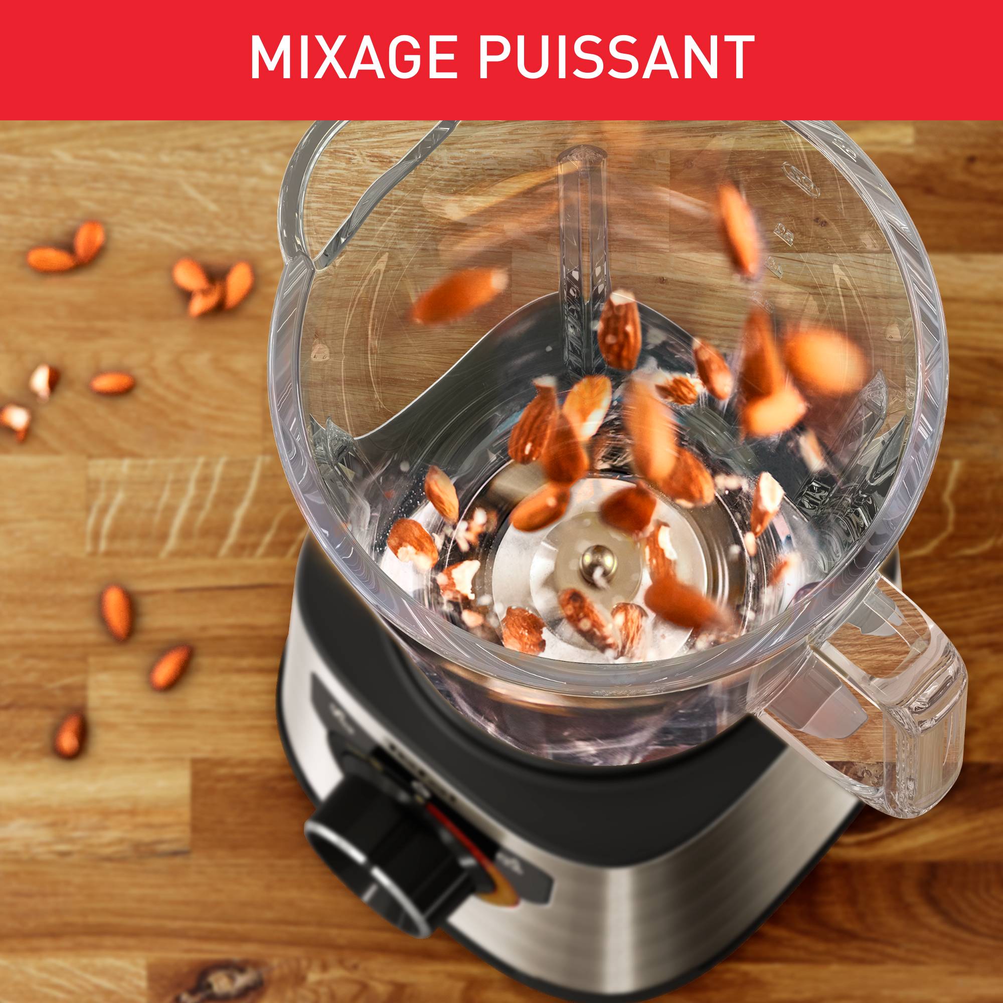 PerfectMix +, Blender haute performance,  Lames powelix, Bol en verre de 2L, 1200W , Noir et métal 