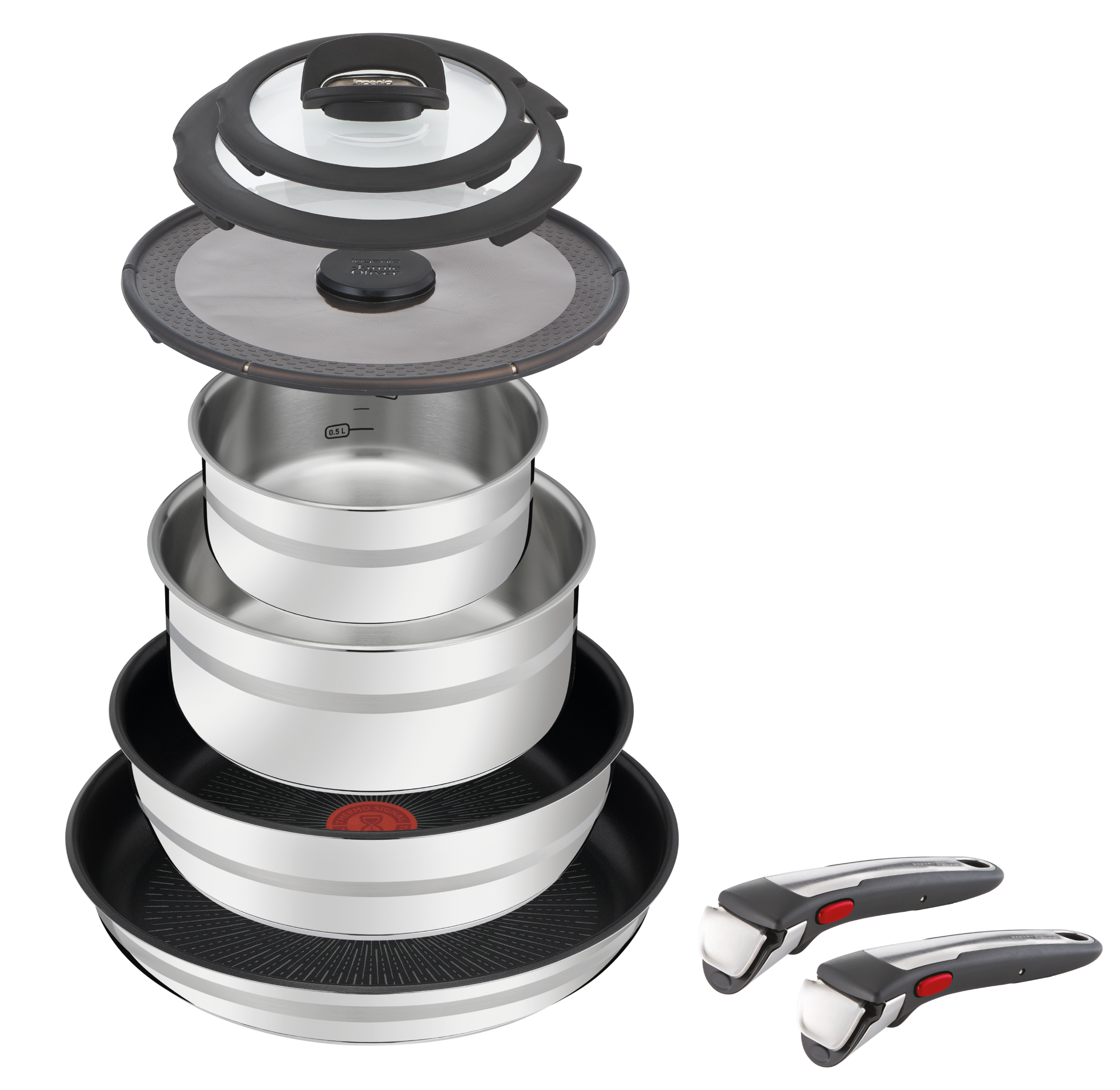 Ingenio Jamie Oliver, Antiadhésif, Batterie de cuisine 9 pièces, Induction