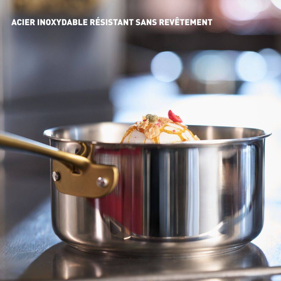 Tefal & Bocuse, Casserole de 16&nbsp;cm avec couvercle en verre, Acier inoxydable sans revêtement