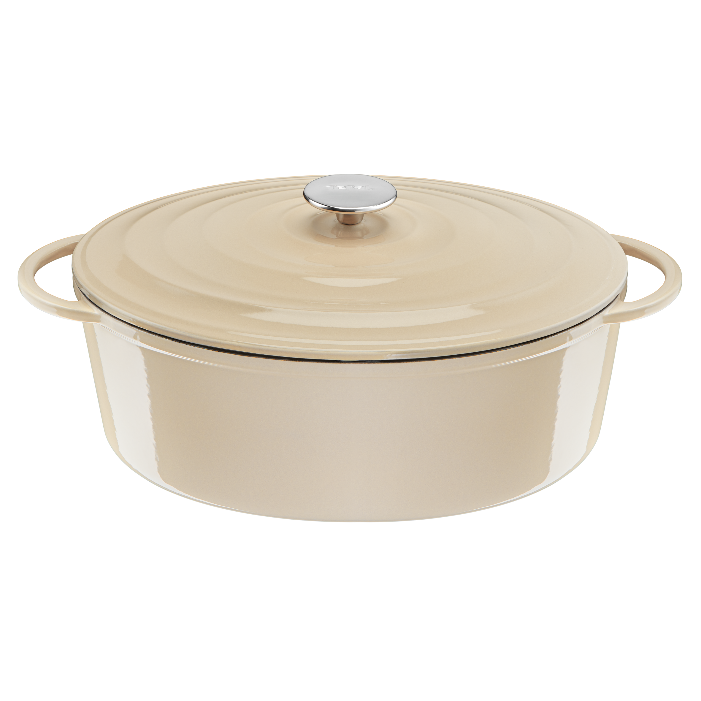 LOV, Cocotte en fonte ovale 34x26 cm, Induction, Four, Éco-conçue, Beige