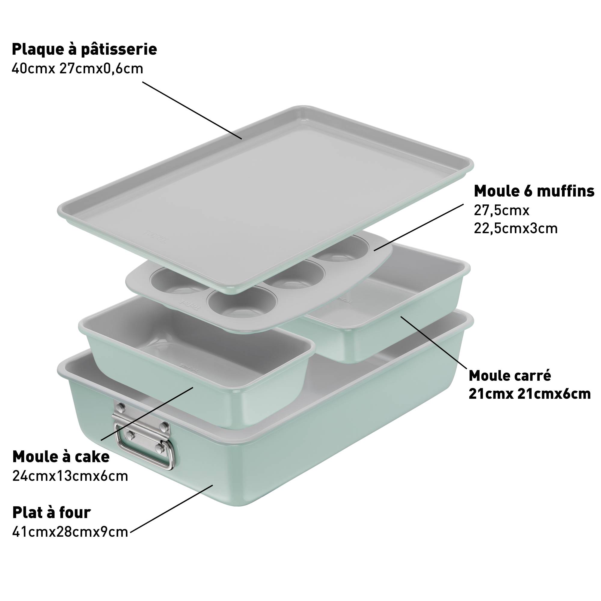 Ceramik, Set 5&nbsp;pièces, Moules à pâtisserie, Empilables, Revêtement céramique