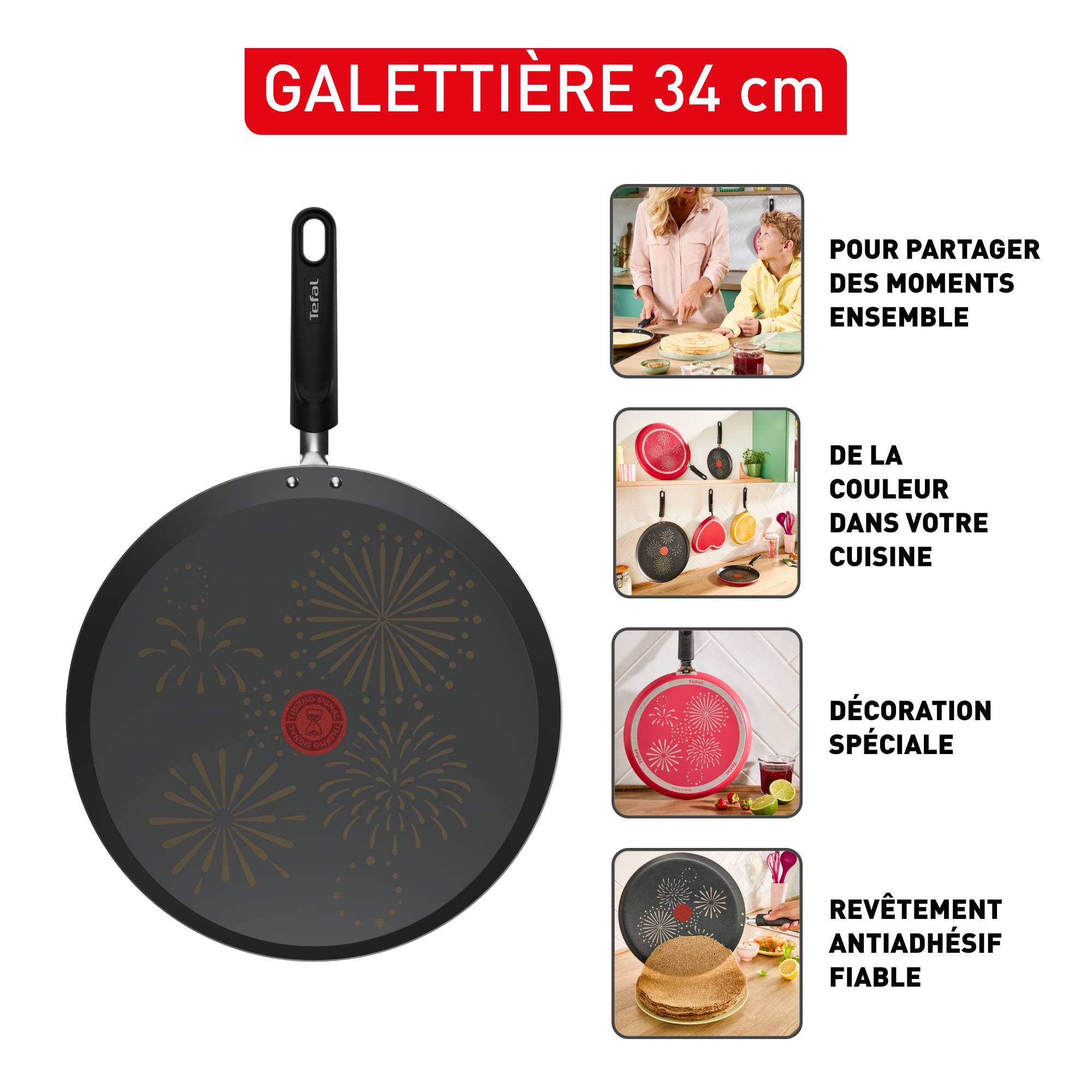 Chandeleur&nbsp;2026, Galettière 34&nbsp;cm, Décoration spéciale, Revêtement antiadhésif