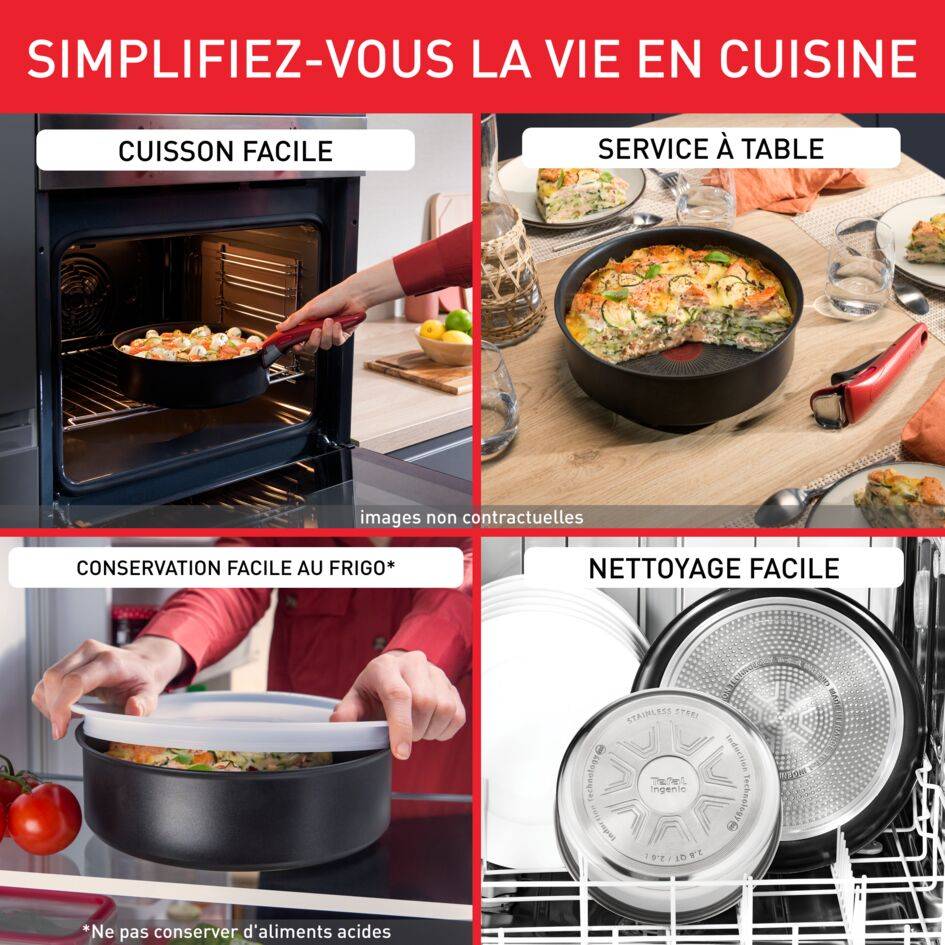 Ingenio Darkstone, Antiadhésif, Poêles 22/26cm, Casserole 18cm, Poignée, Induction