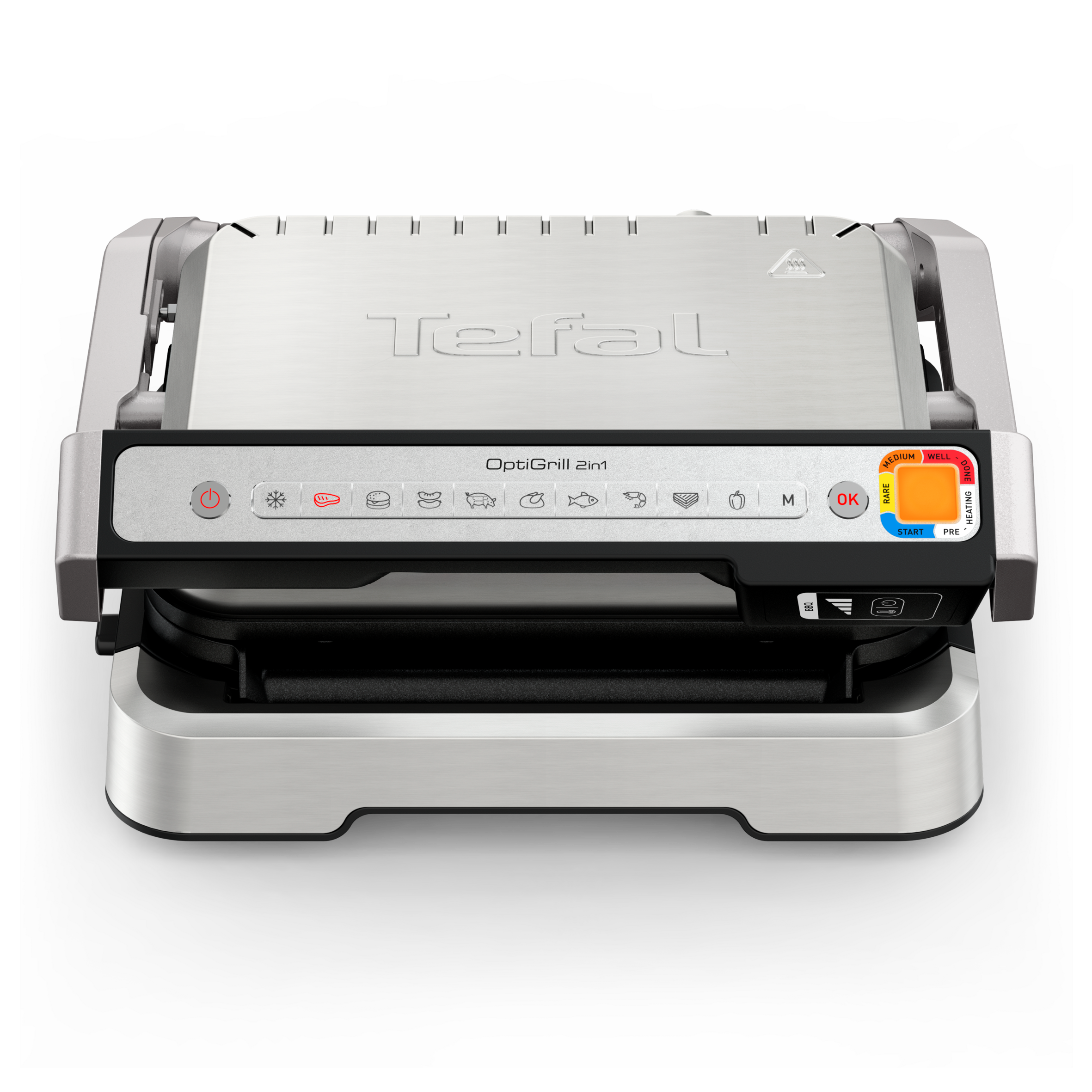 Optigrill 2 en1, grill intelligent, fonction BBQ, 6 programmes, mode manuel, ouverture 180°, 4 personnes