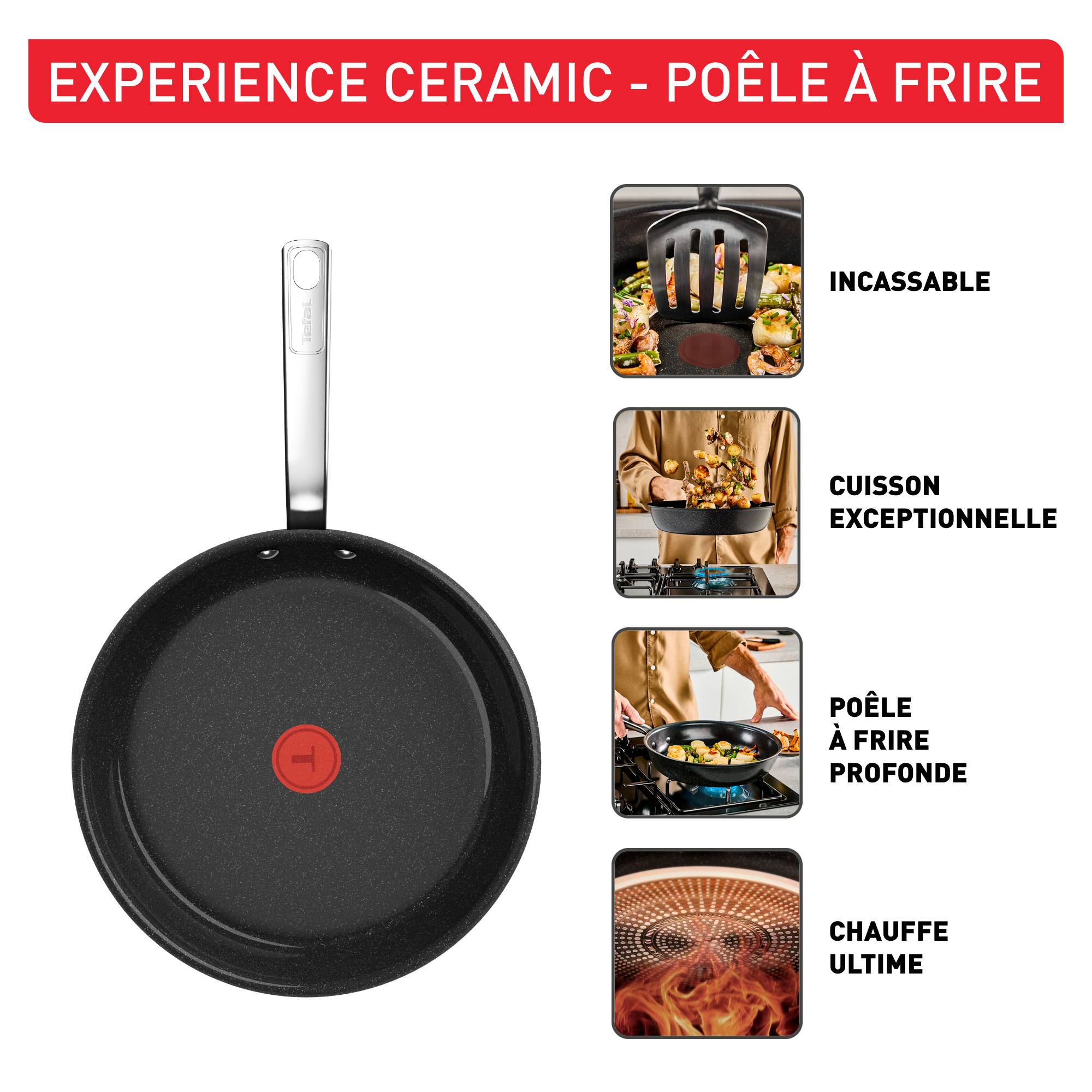 Experience Ceramic, Poêle 28 cm, Céramique antiadhésive haute performance, Induction