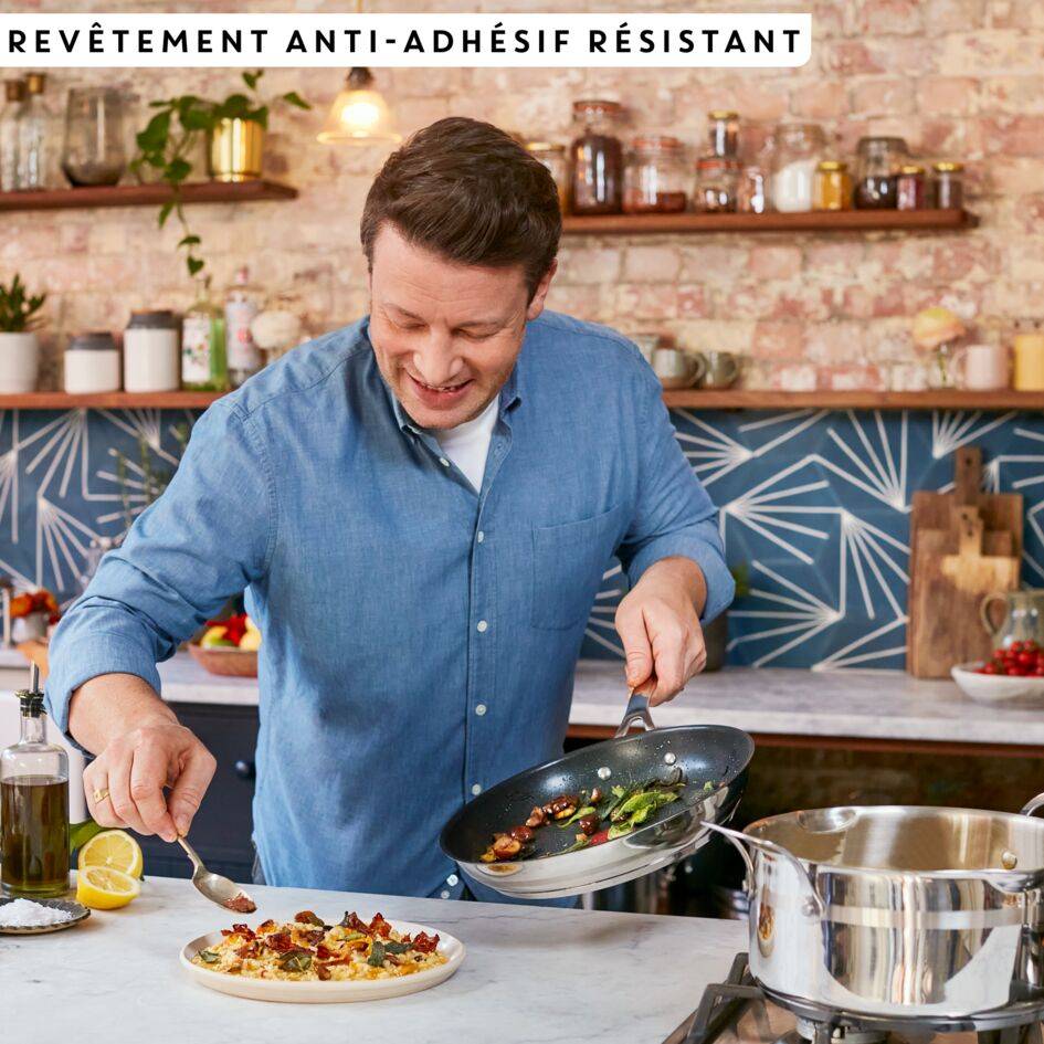 COOK' SMART Jamie Oliver Poêle Wok Inox 28 cm Revêtement anti-adhésif