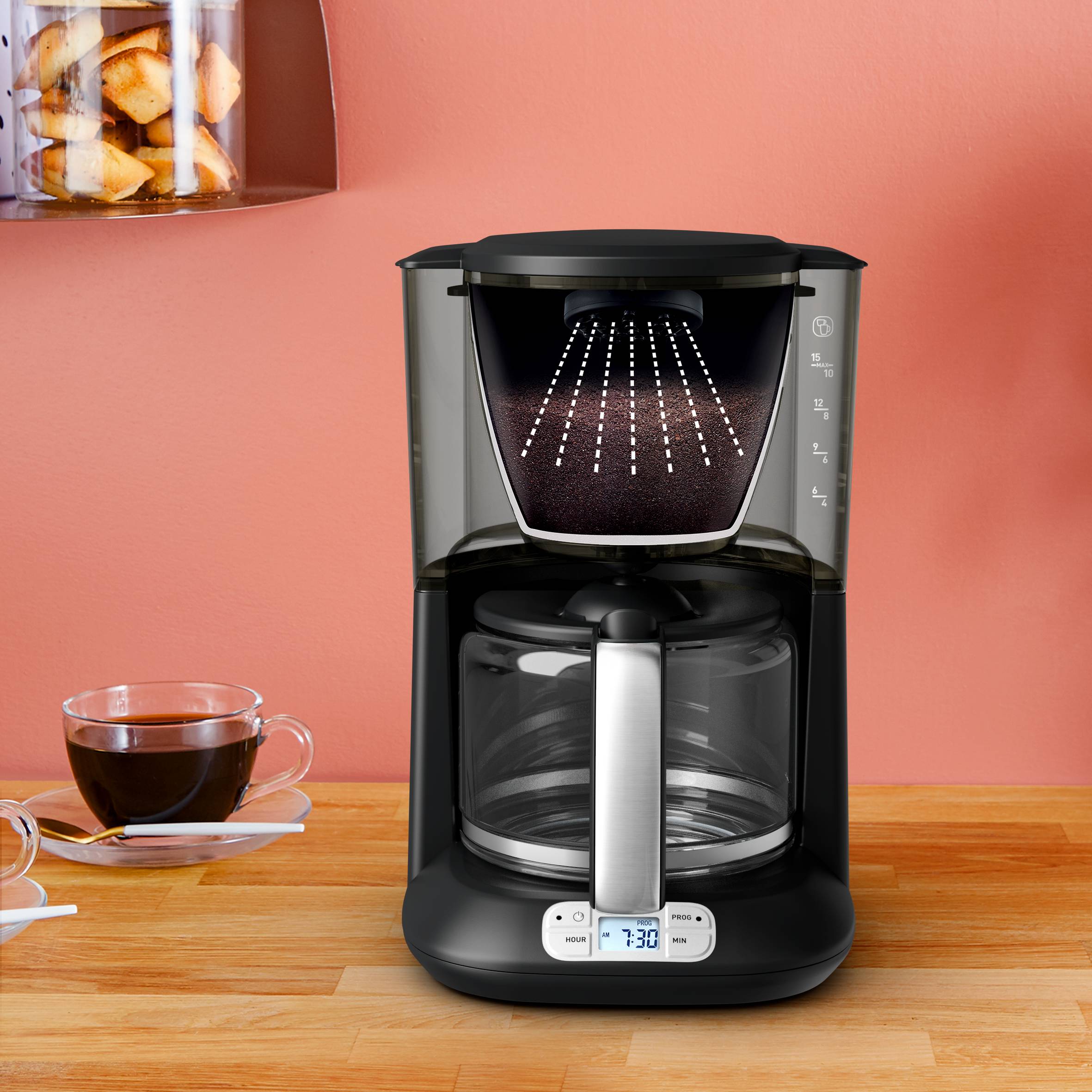 Tefal maison programmable noir inox 10/15 tasses