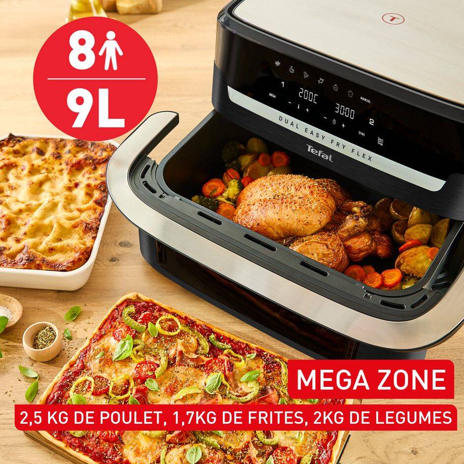 Dual Easy Fry Flex, 9L, Air fryer, Noir