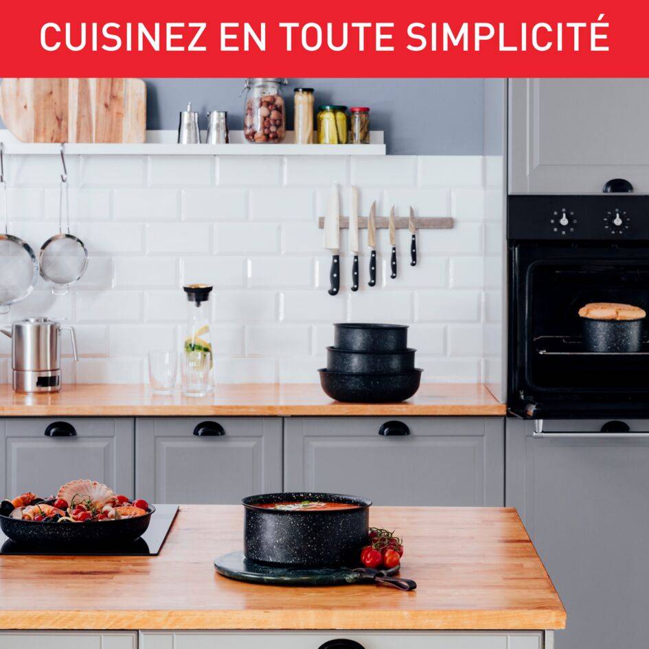 Ingenio authentic noir mouchete lot de 2 poêles  24/28cm + 1 poignée amovible