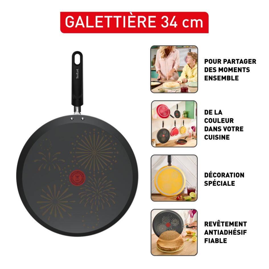 Chandeleur&nbsp;2026, Galettière 34&nbsp;cm, Décoration spéciale, Revêtement antiadhésif